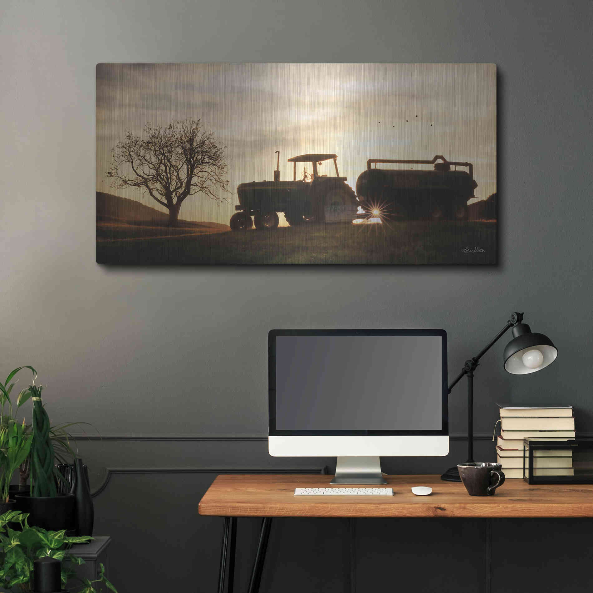 Luxe Metal Art 'Tractor for Sale' by Lori Deiter, Metal Wall Art,48x24