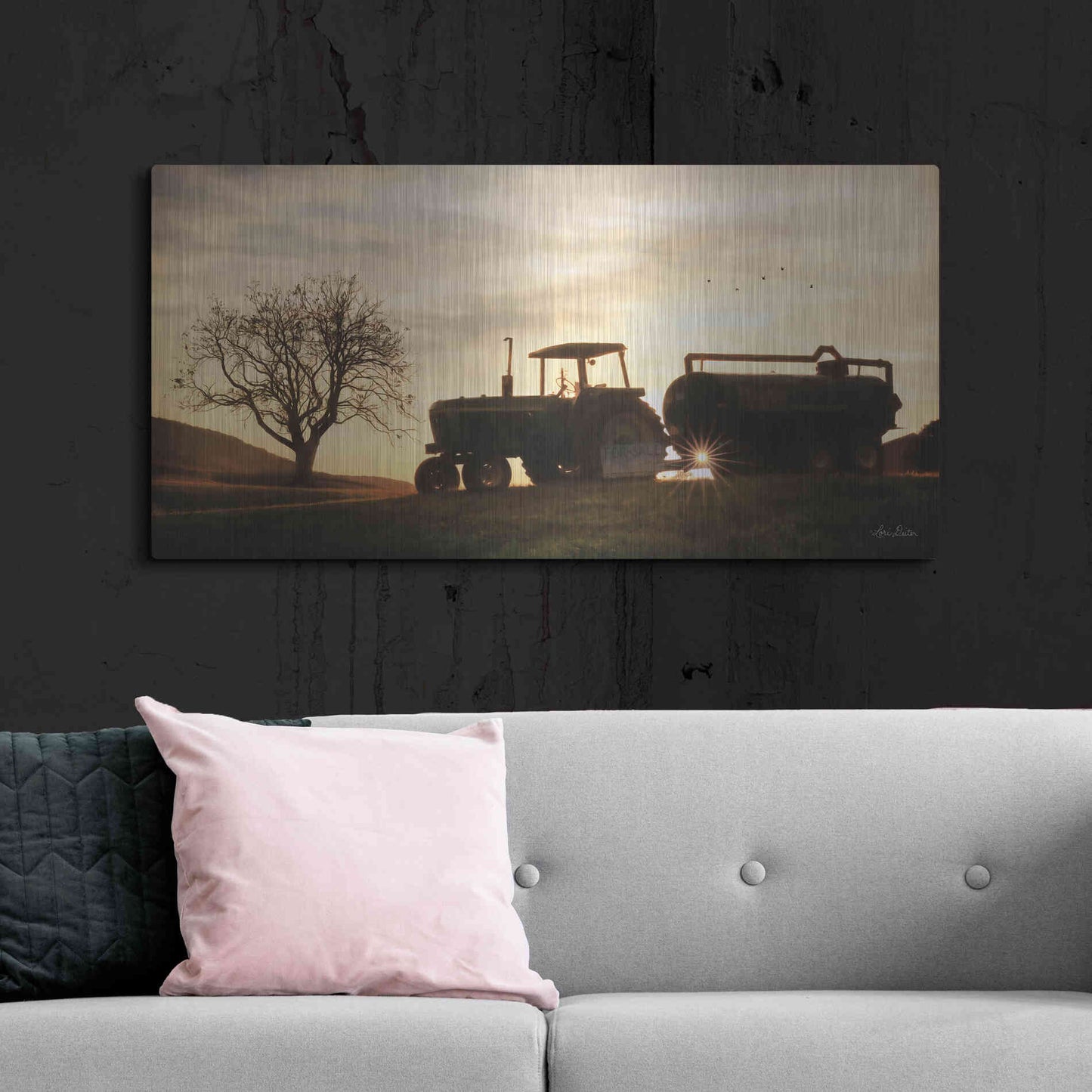 Luxe Metal Art 'Tractor for Sale' by Lori Deiter, Metal Wall Art,48x24