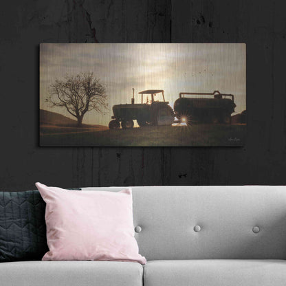 Luxe Metal Art 'Tractor for Sale' by Lori Deiter, Metal Wall Art,48x24
