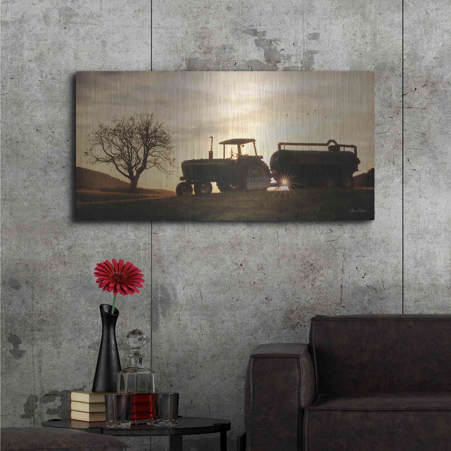 Luxe Metal Art 'Tractor for Sale' by Lori Deiter, Metal Wall Art,48x24