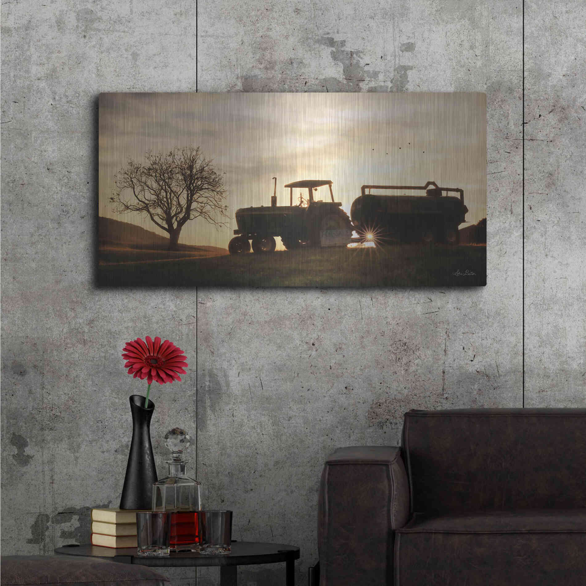 Luxe Metal Art 'Tractor for Sale' by Lori Deiter, Metal Wall Art,48x24