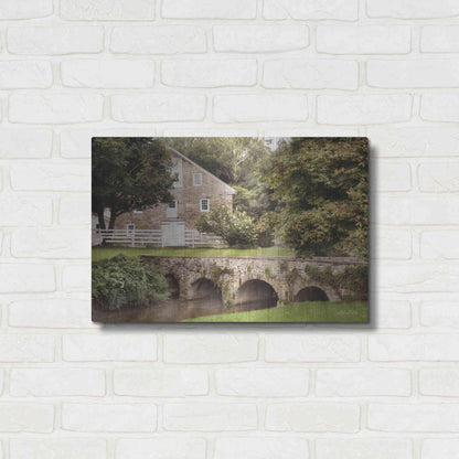 Luxe Metal Art 'Old Stone Barn and Bridge' by Lori Deiter, Metal Wall Art,24x16