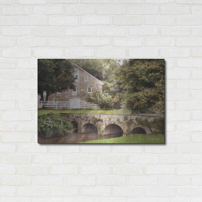 Luxe Metal Art 'Old Stone Barn and Bridge' by Lori Deiter, Metal Wall Art,36x24