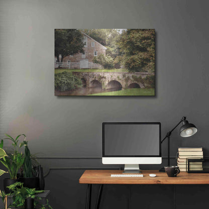 Luxe Metal Art 'Old Stone Barn and Bridge' by Lori Deiter, Metal Wall Art,36x24