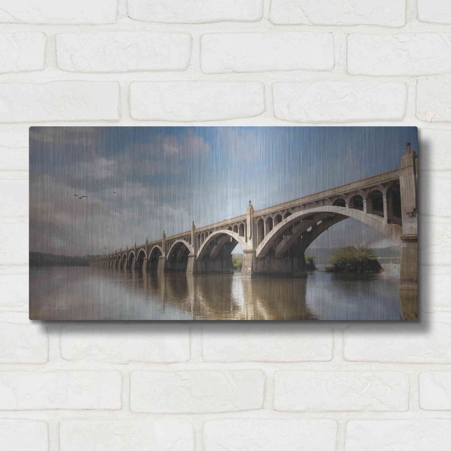 Luxe Metal Art 'Columbia Wrightsville Bridge' by Lori Deiter, Metal Wall Art,24x12