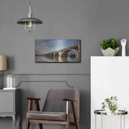 Luxe Metal Art 'Columbia Wrightsville Bridge' by Lori Deiter, Metal Wall Art,24x12