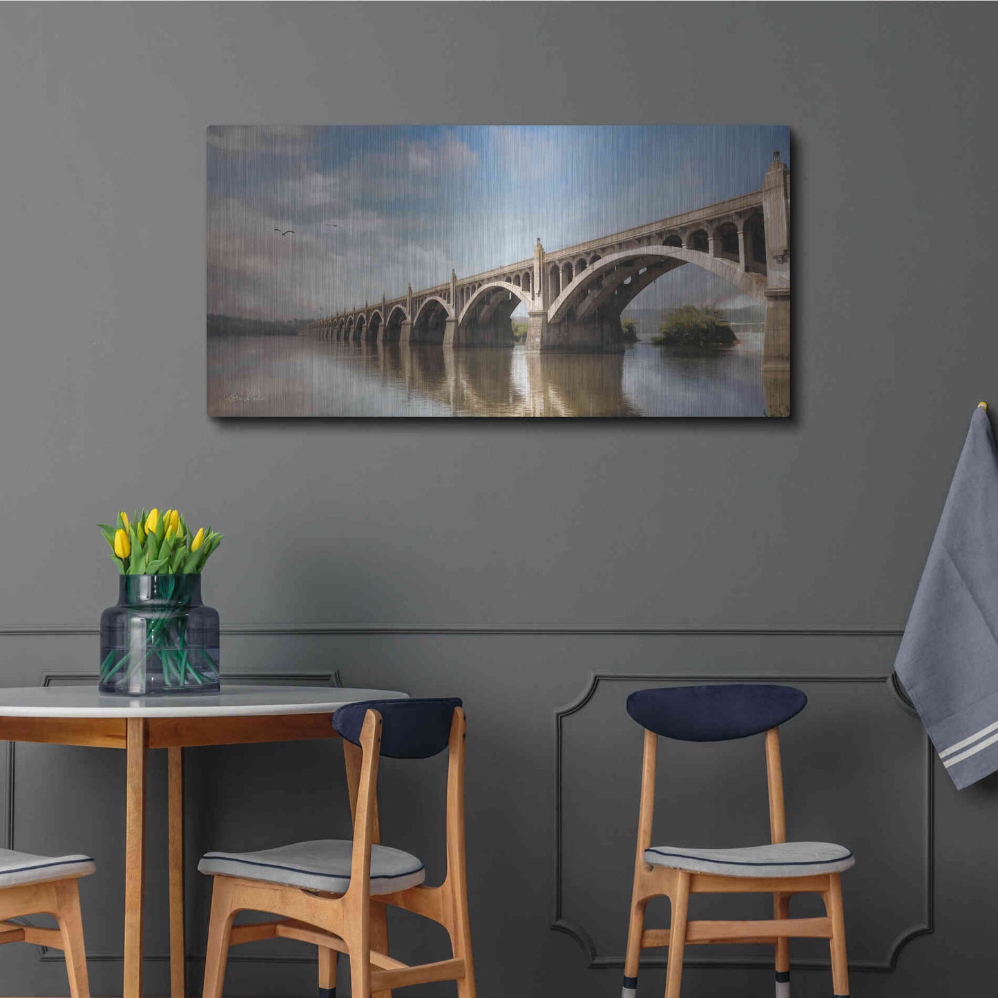 Luxe Metal Art 'Columbia Wrightsville Bridge' by Lori Deiter, Metal Wall Art,48x24