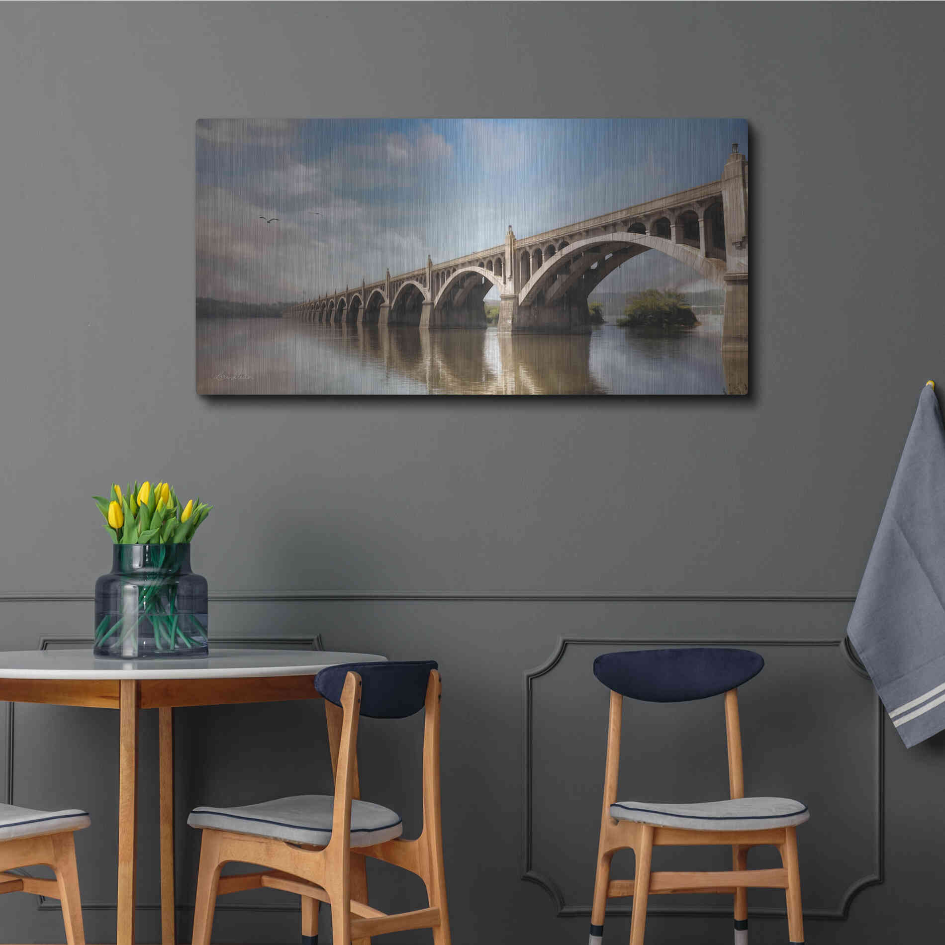 Luxe Metal Art 'Columbia Wrightsville Bridge' by Lori Deiter, Metal Wall Art,48x24