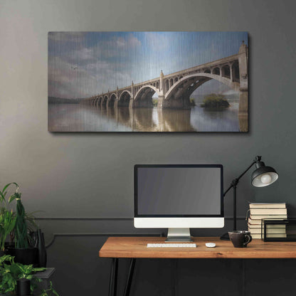 Luxe Metal Art 'Columbia Wrightsville Bridge' by Lori Deiter, Metal Wall Art,48x24
