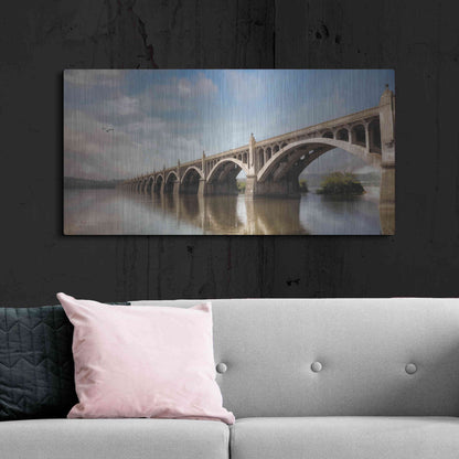 Luxe Metal Art 'Columbia Wrightsville Bridge' by Lori Deiter, Metal Wall Art,48x24