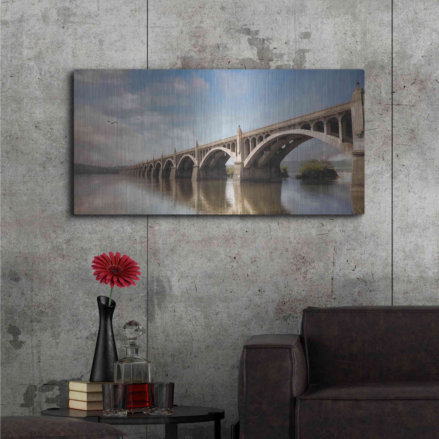 Luxe Metal Art 'Columbia Wrightsville Bridge' by Lori Deiter, Metal Wall Art,48x24