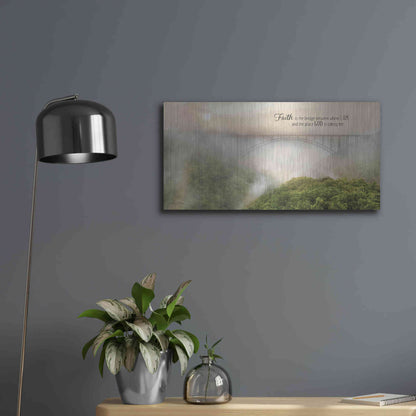 Luxe Metal Art 'Faith is the Bridge' by Lori Deiter, Metal Wall Art,24x12