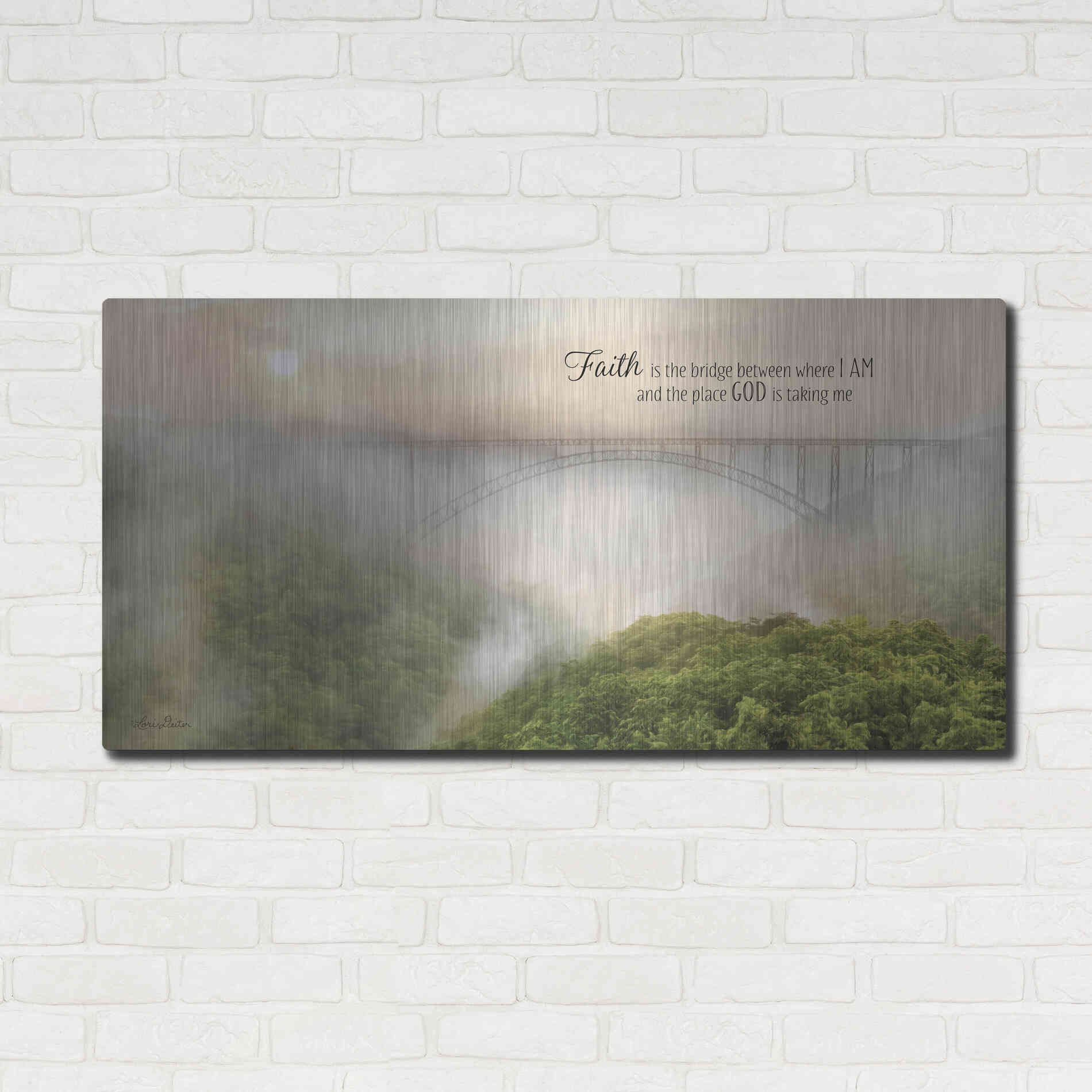 Luxe Metal Art 'Faith is the Bridge' by Lori Deiter, Metal Wall Art,48x24