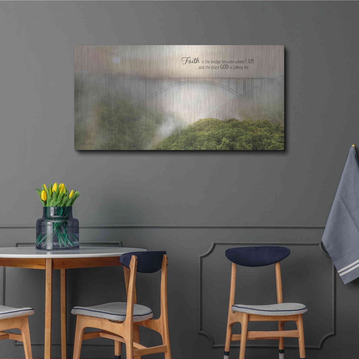 Luxe Metal Art 'Faith is the Bridge' by Lori Deiter, Metal Wall Art,48x24