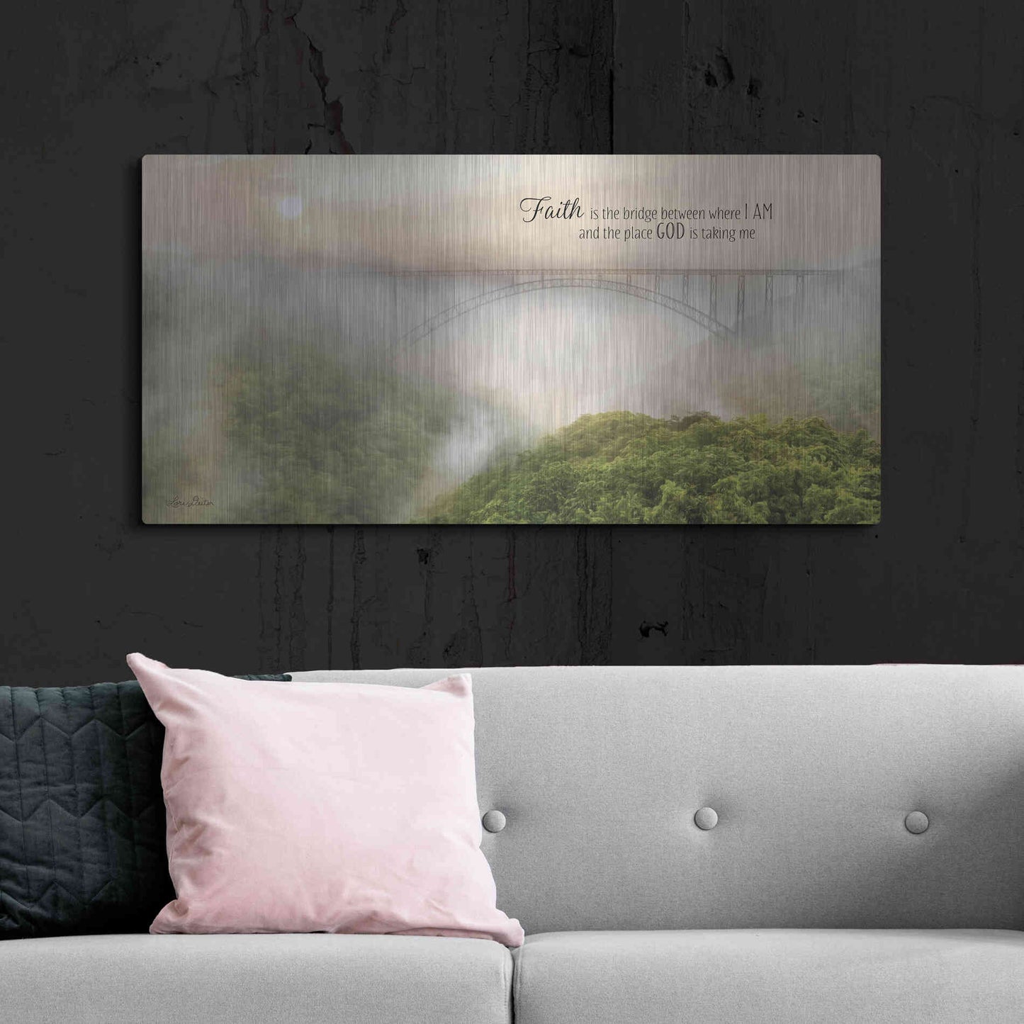 Luxe Metal Art 'Faith is the Bridge' by Lori Deiter, Metal Wall Art,48x24