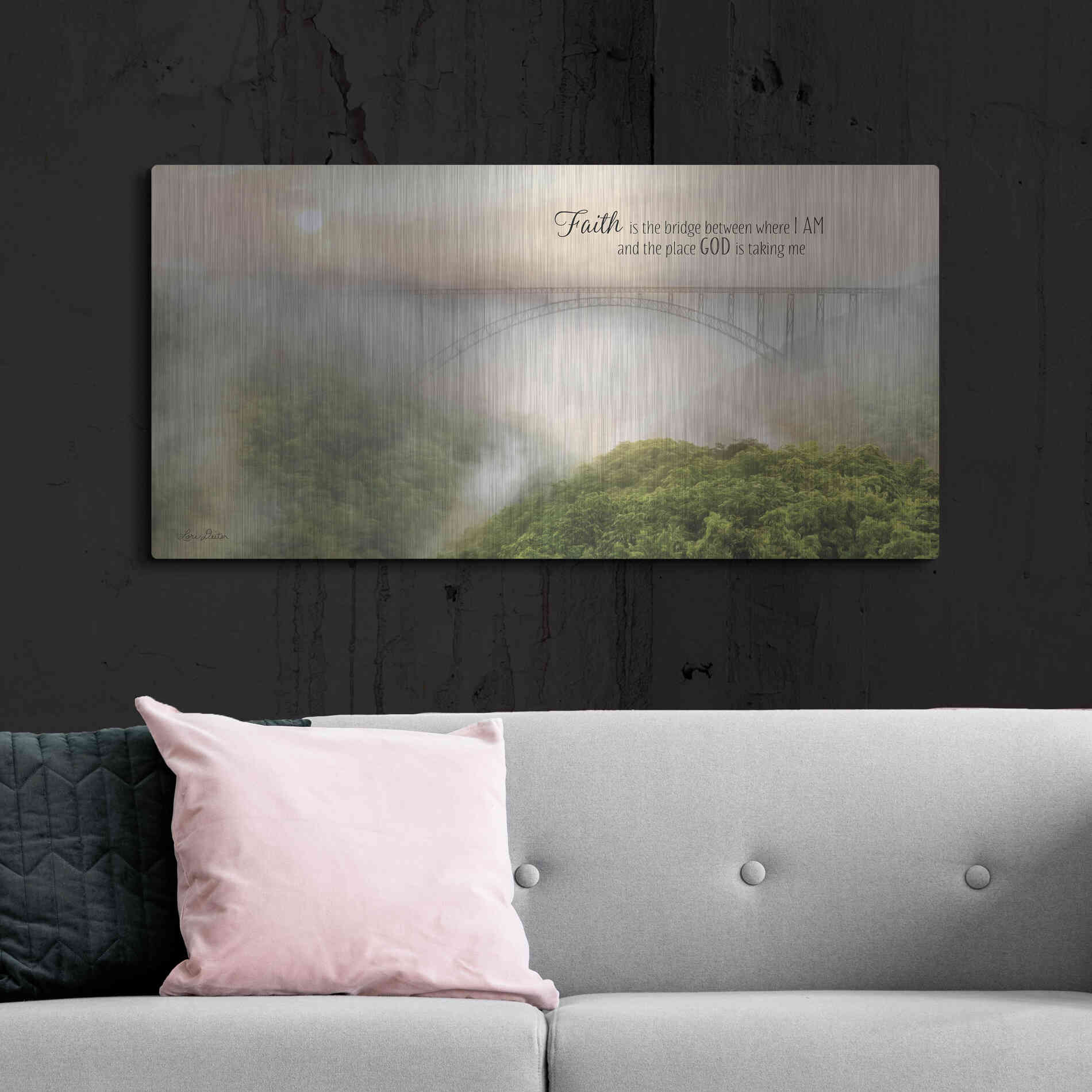 Luxe Metal Art 'Faith is the Bridge' by Lori Deiter, Metal Wall Art,48x24