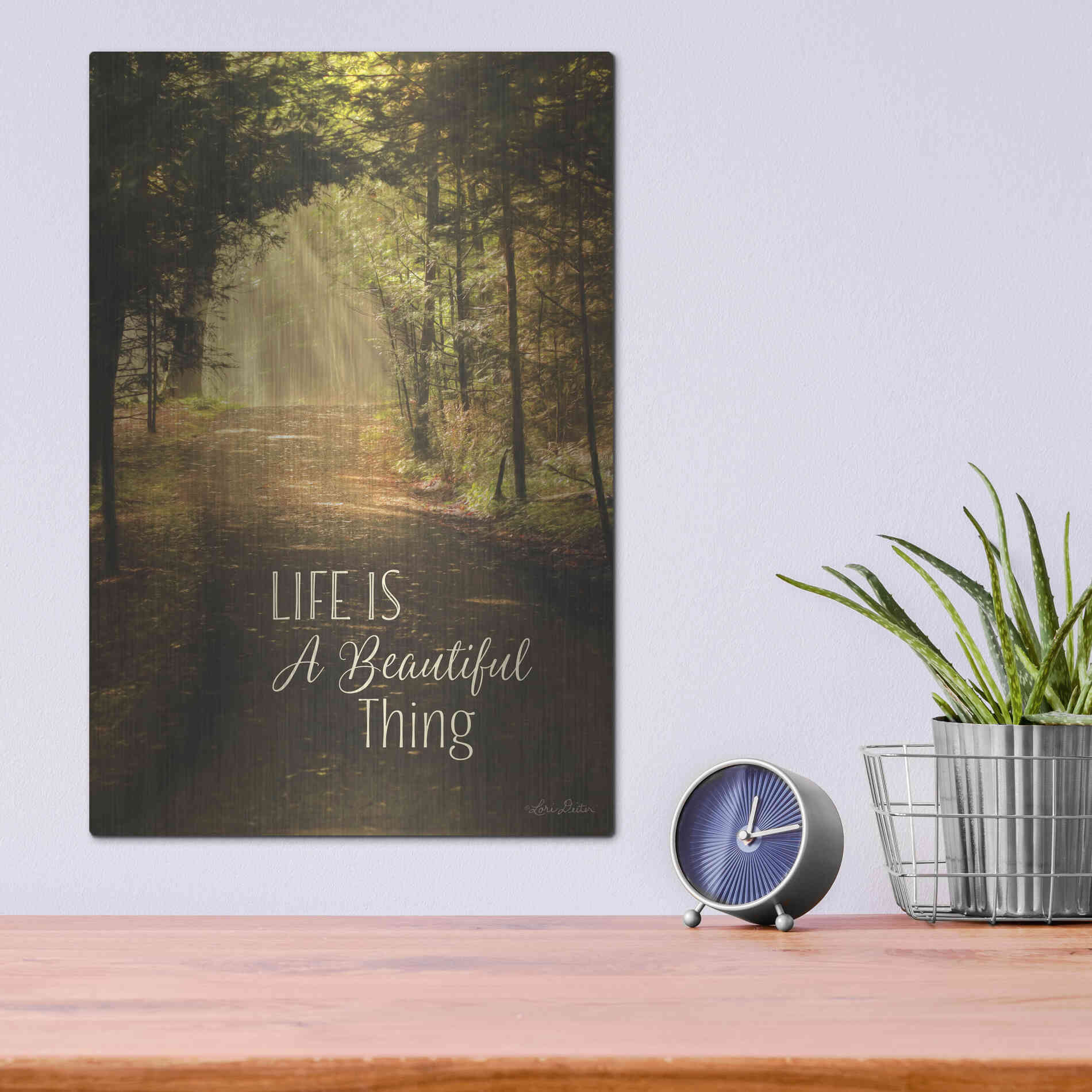 Luxe Metal Art 'Life is a Beautiful Thing' by Lori Deiter, Metal Wall Art,12x16