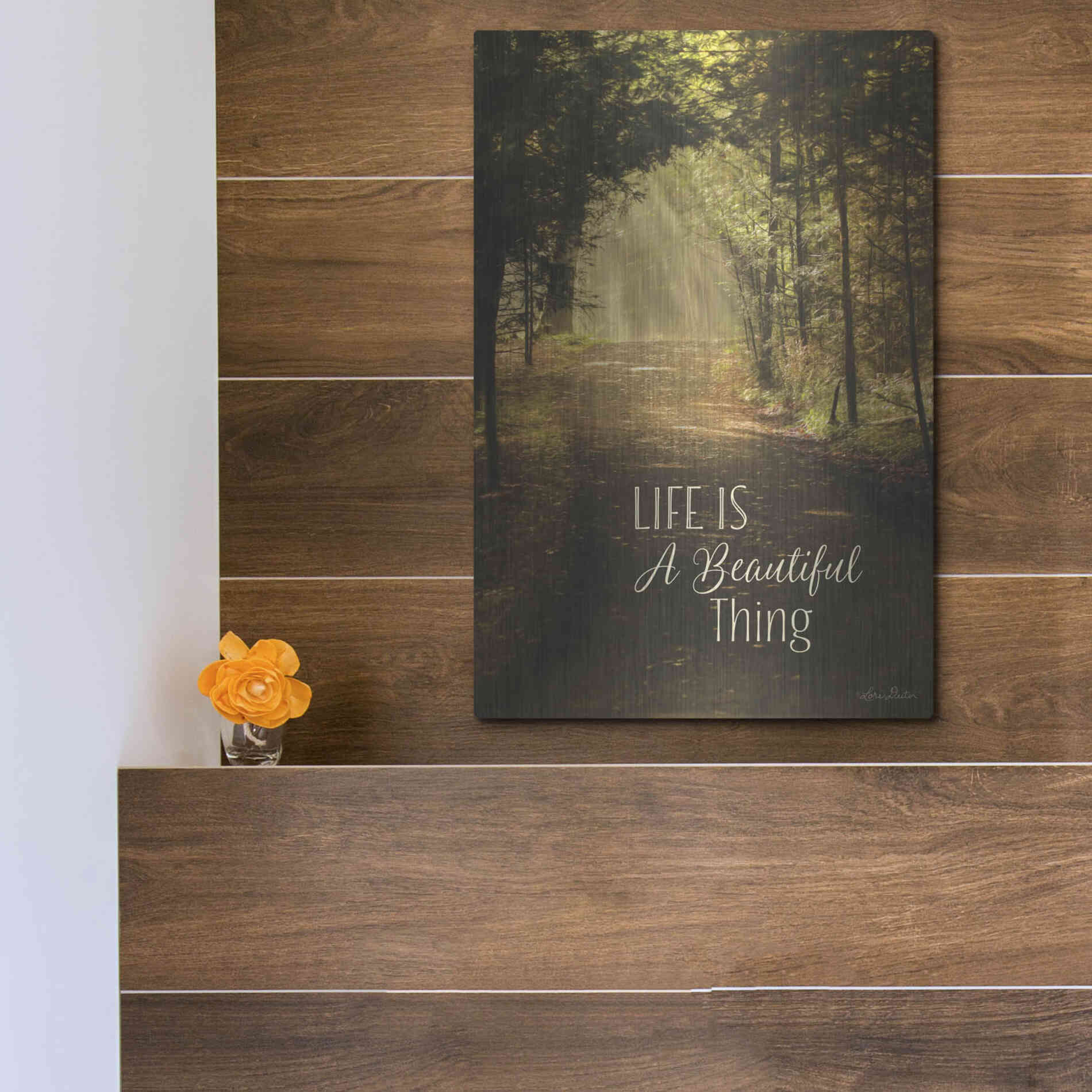 Luxe Metal Art 'Life is a Beautiful Thing' by Lori Deiter, Metal Wall Art,12x16