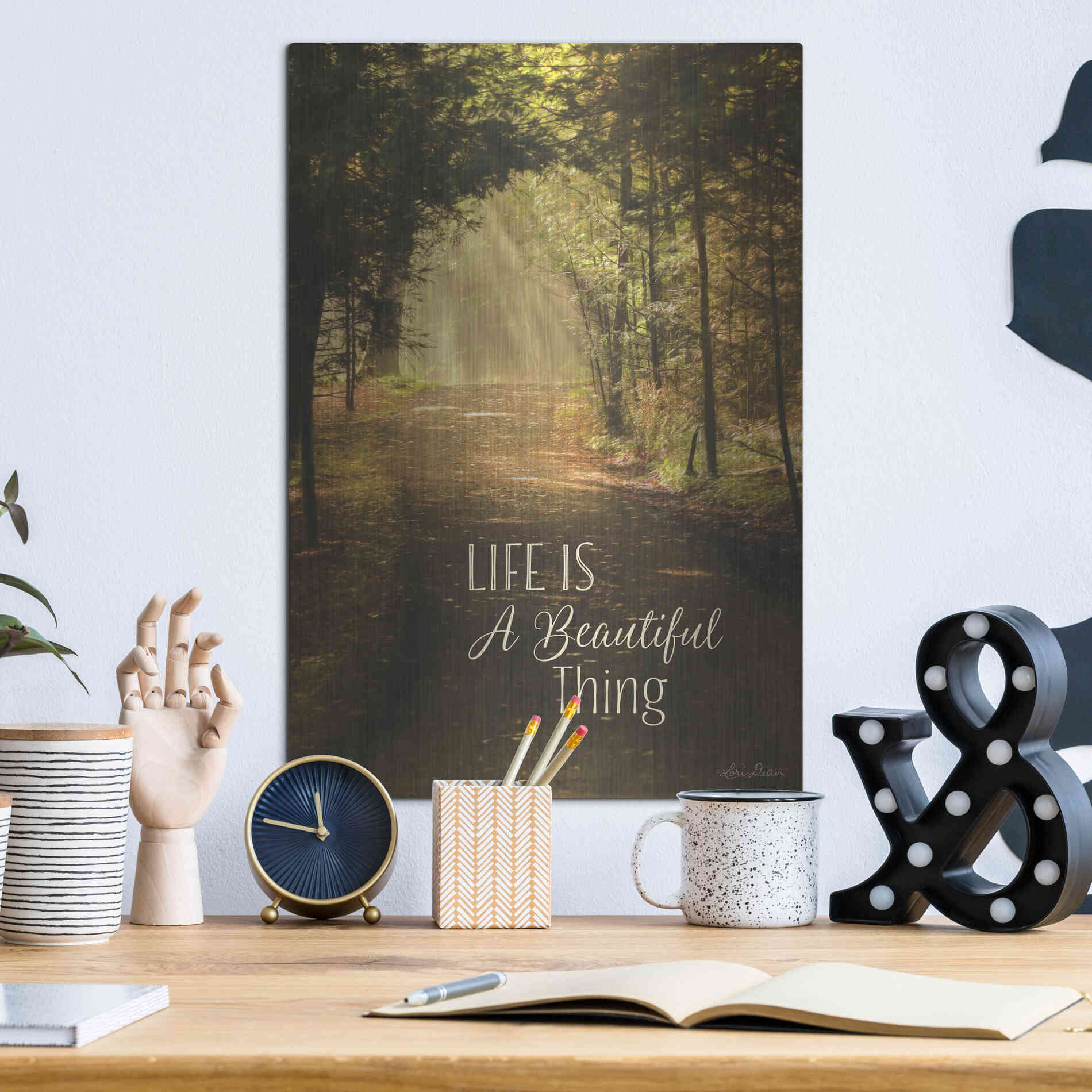 Luxe Metal Art 'Life is a Beautiful Thing' by Lori Deiter, Metal Wall Art,12x16