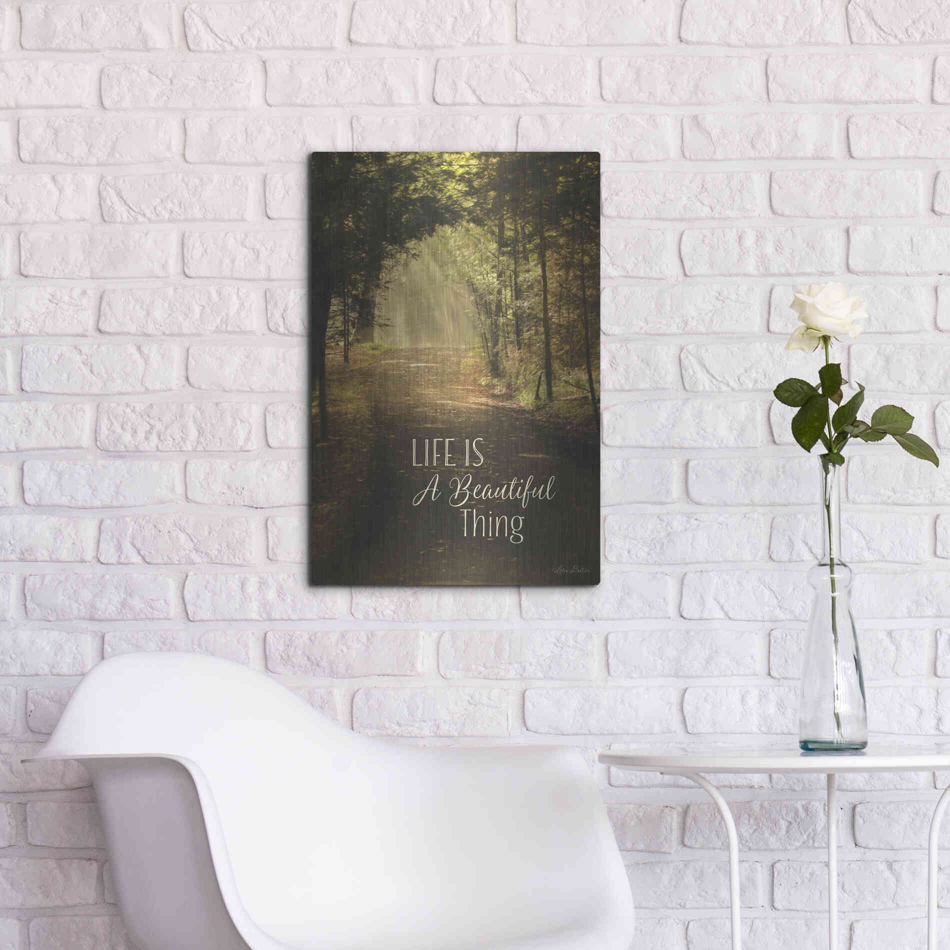 Luxe Metal Art 'Life is a Beautiful Thing' by Lori Deiter, Metal Wall Art,16x24