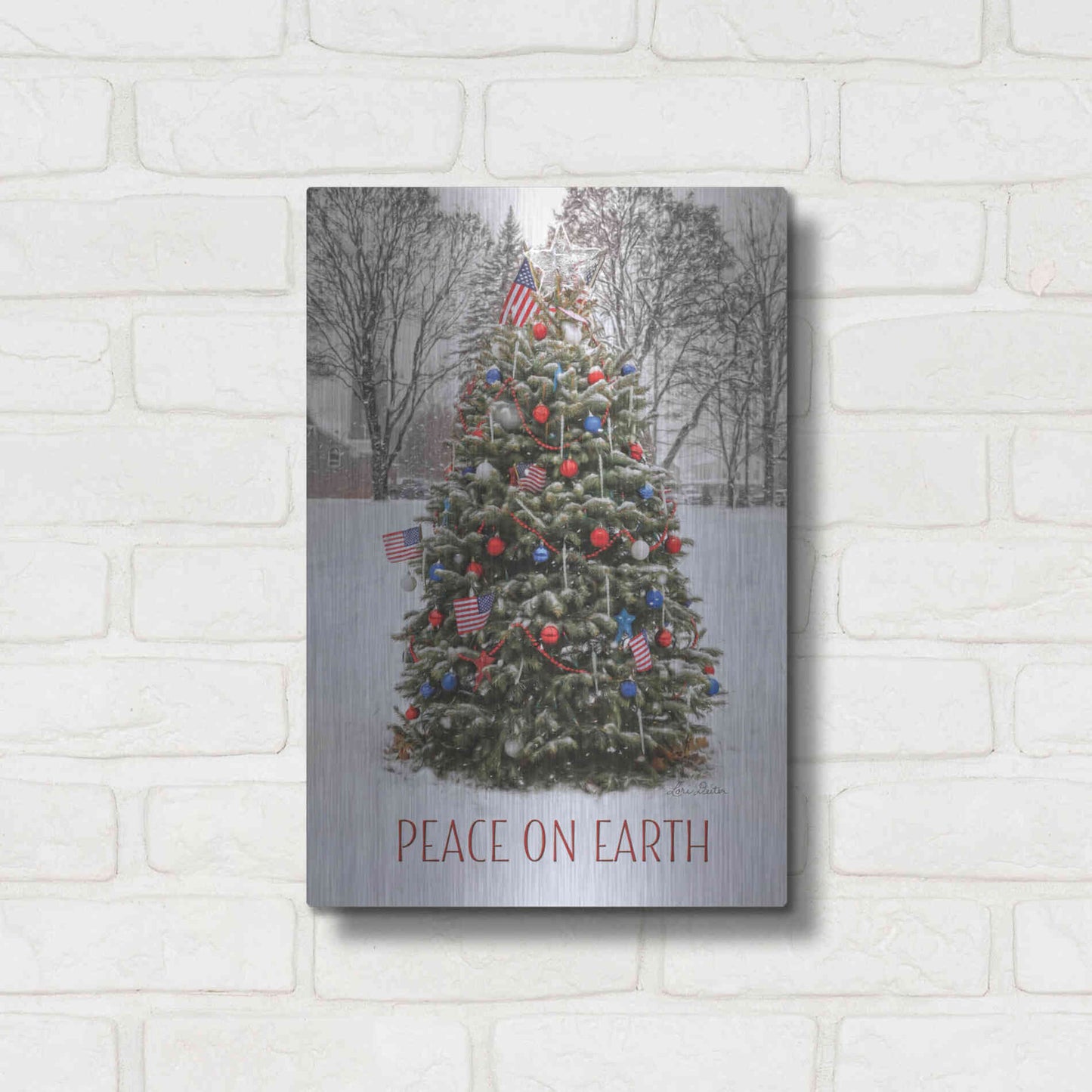 Luxe Metal Art 'Peace on Earth Tree' by Lori Deiter, Metal Wall Art,12x16