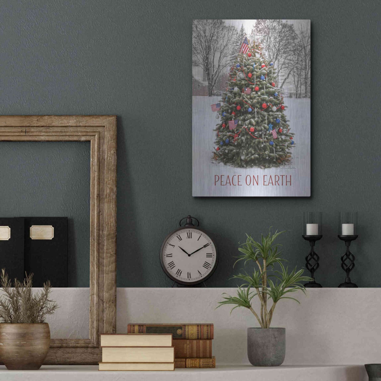 Luxe Metal Art 'Peace on Earth Tree' by Lori Deiter, Metal Wall Art,12x16