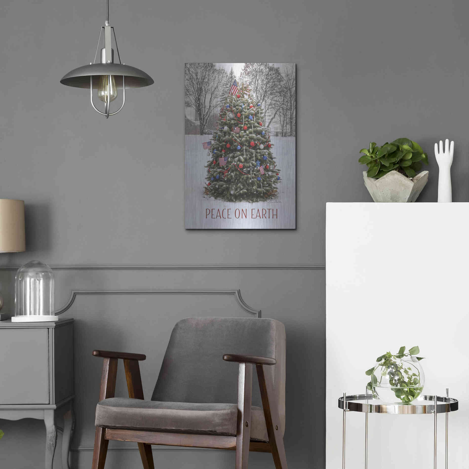 Luxe Metal Art 'Peace on Earth Tree' by Lori Deiter, Metal Wall Art,16x24