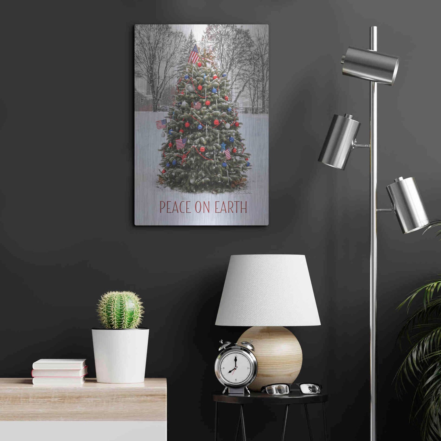 Luxe Metal Art 'Peace on Earth Tree' by Lori Deiter, Metal Wall Art,16x24