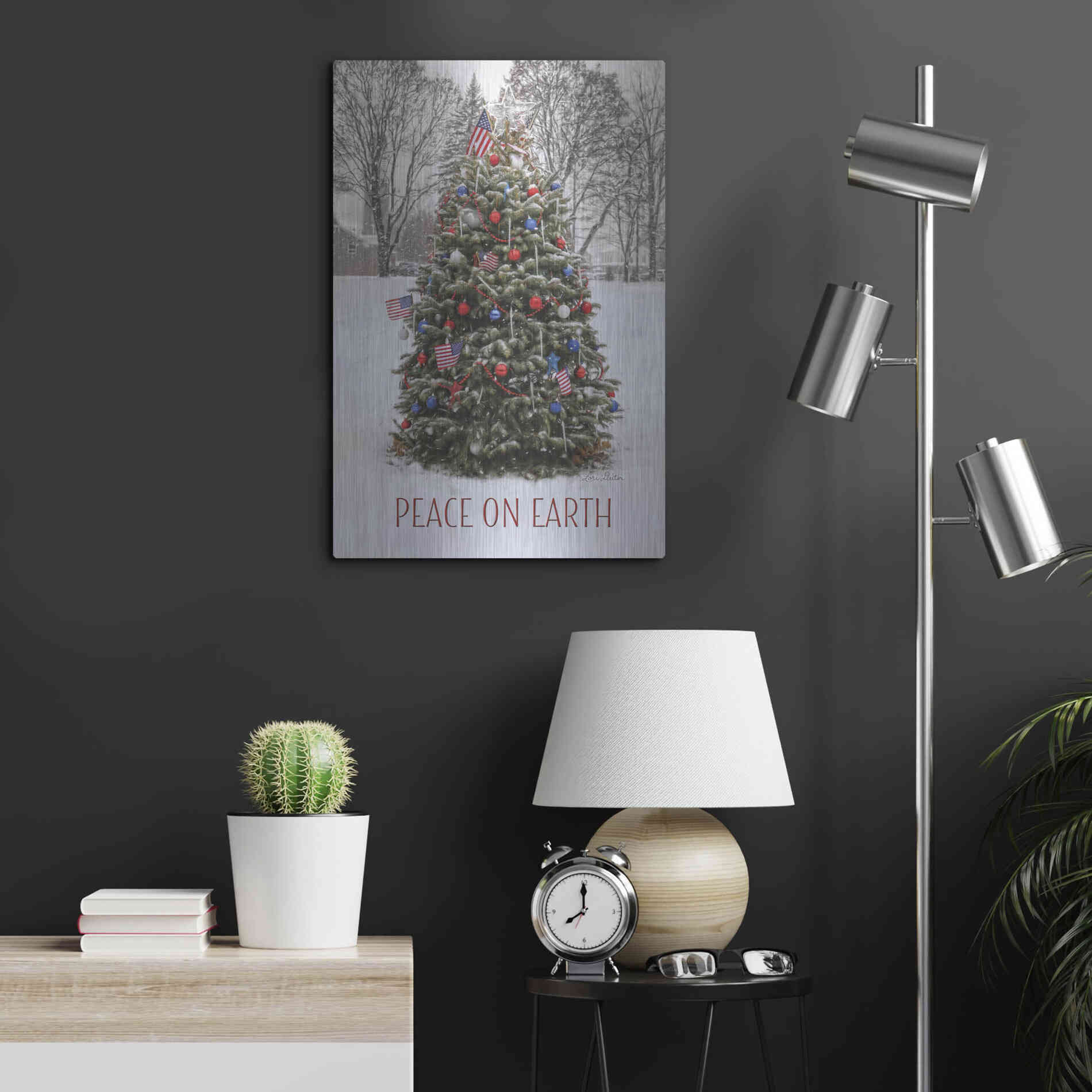 Luxe Metal Art 'Peace on Earth Tree' by Lori Deiter, Metal Wall Art,16x24