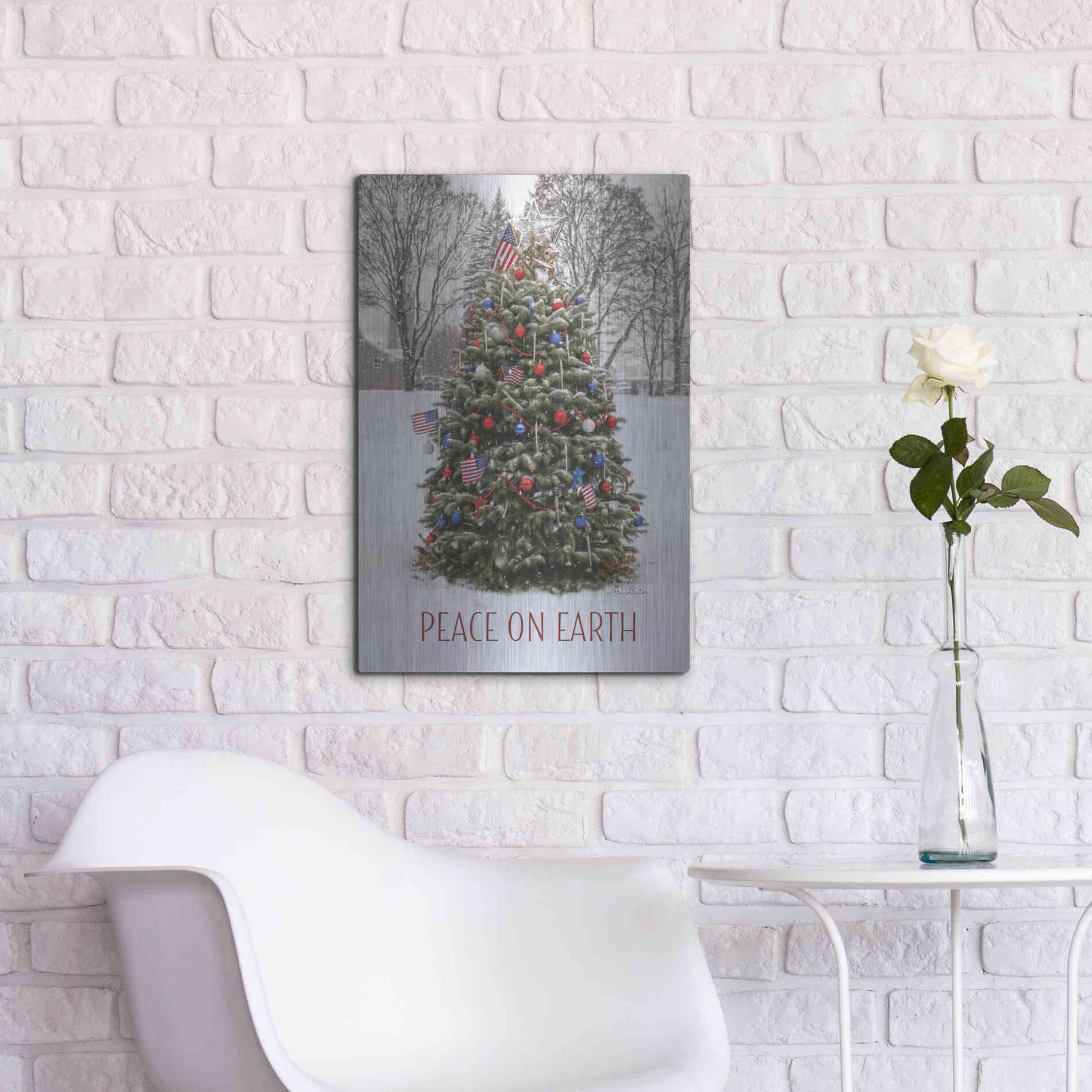 Luxe Metal Art 'Peace on Earth Tree' by Lori Deiter, Metal Wall Art,16x24