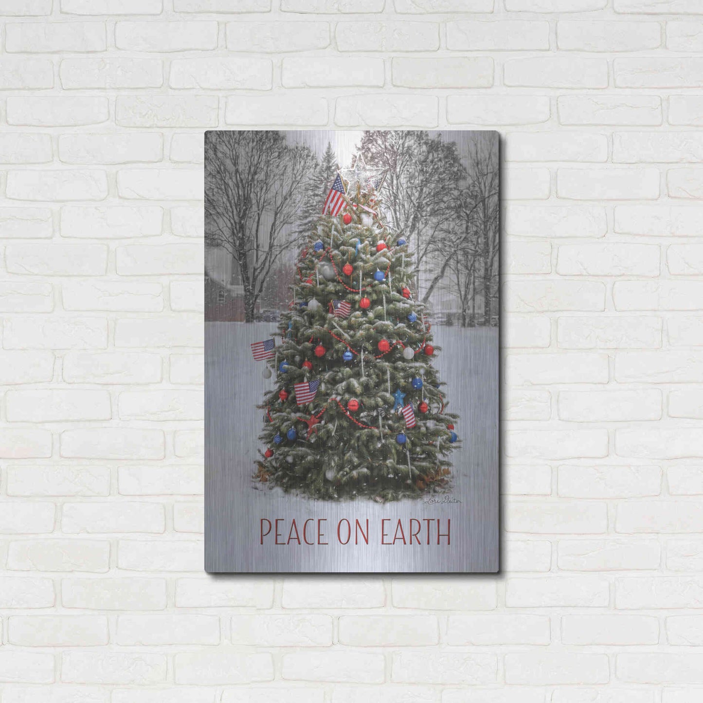 Luxe Metal Art 'Peace on Earth Tree' by Lori Deiter, Metal Wall Art,24x36