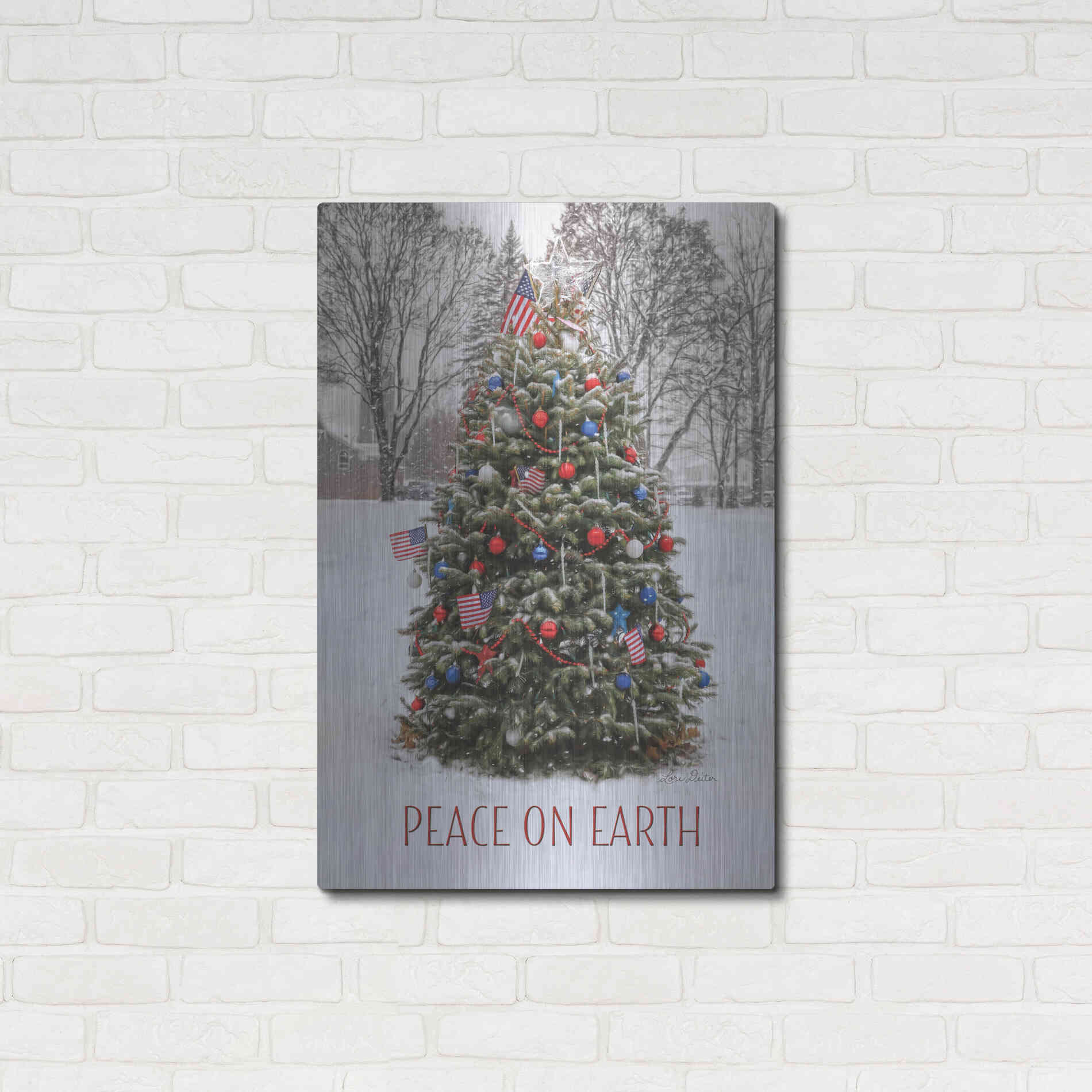 Luxe Metal Art 'Peace on Earth Tree' by Lori Deiter, Metal Wall Art,24x36