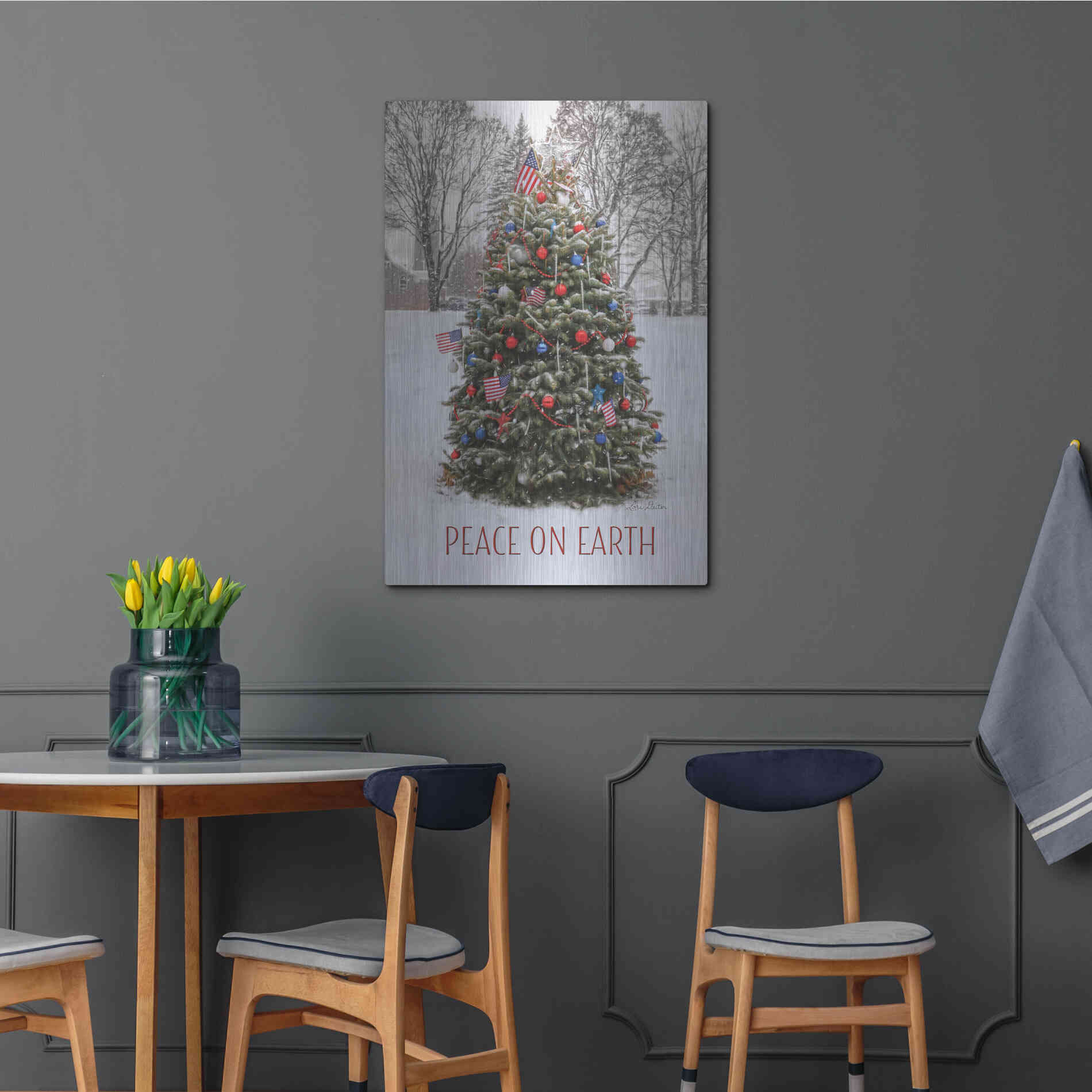Luxe Metal Art 'Peace on Earth Tree' by Lori Deiter, Metal Wall Art,24x36