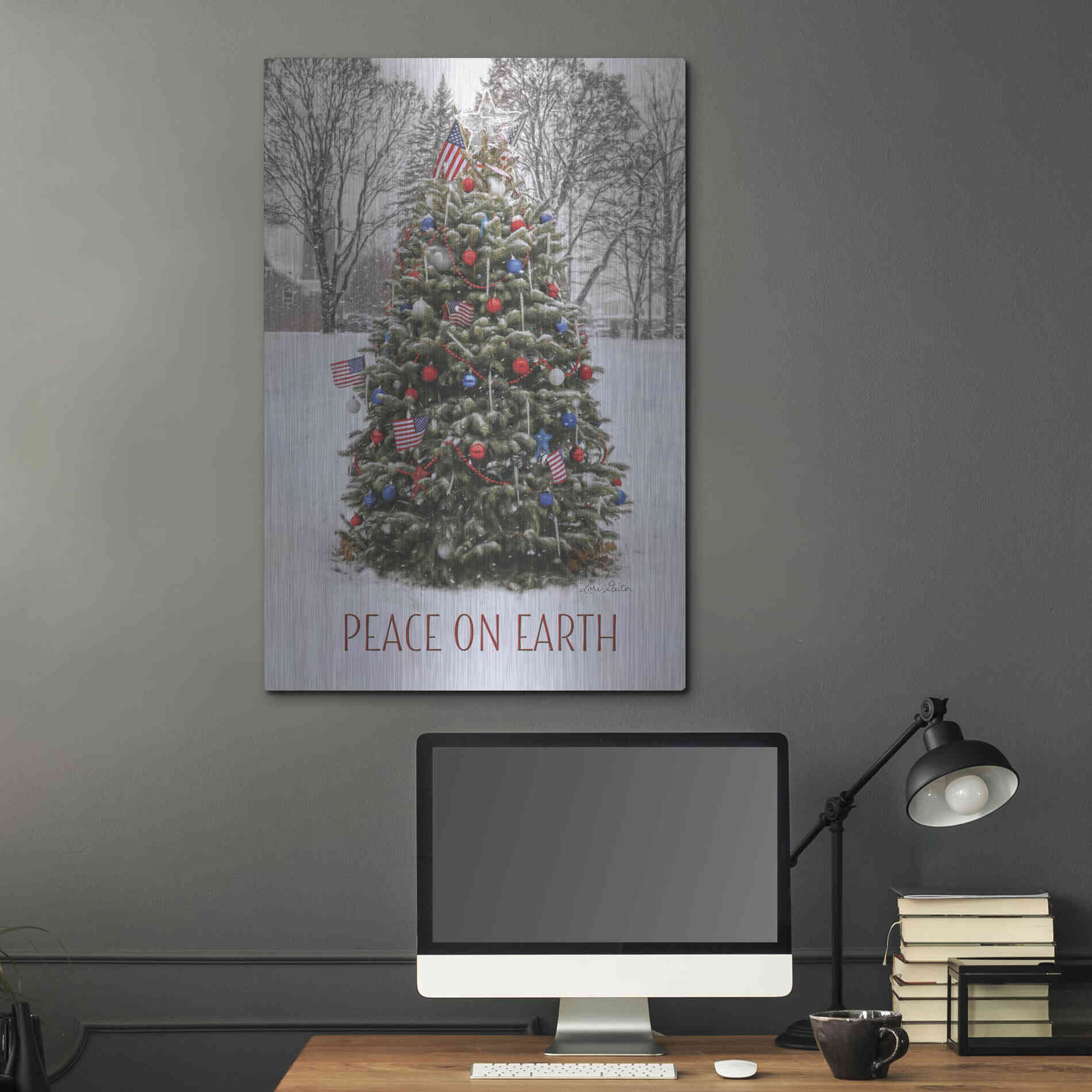 Luxe Metal Art 'Peace on Earth Tree' by Lori Deiter, Metal Wall Art,24x36