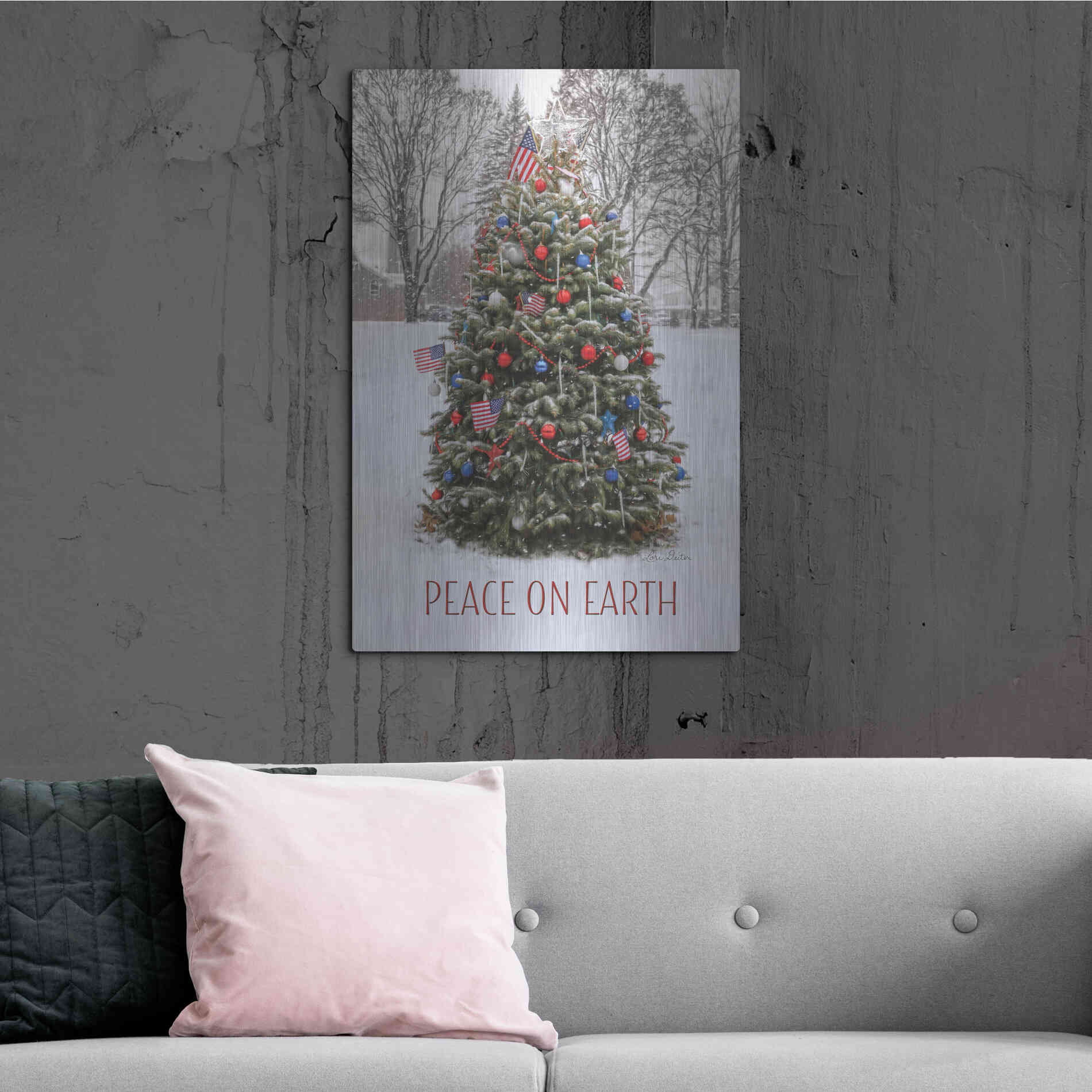 Luxe Metal Art 'Peace on Earth Tree' by Lori Deiter, Metal Wall Art,24x36