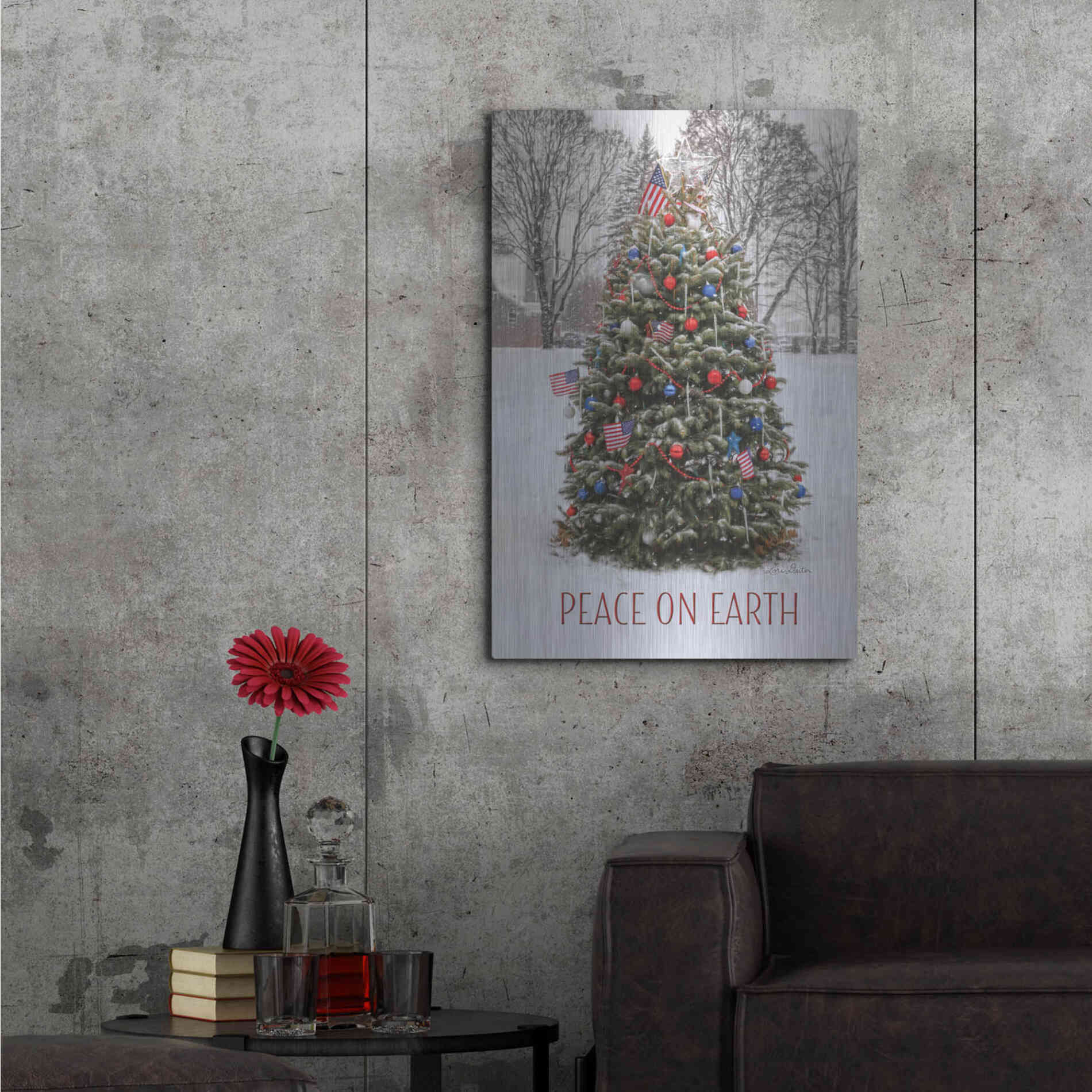 Luxe Metal Art 'Peace on Earth Tree' by Lori Deiter, Metal Wall Art,24x36