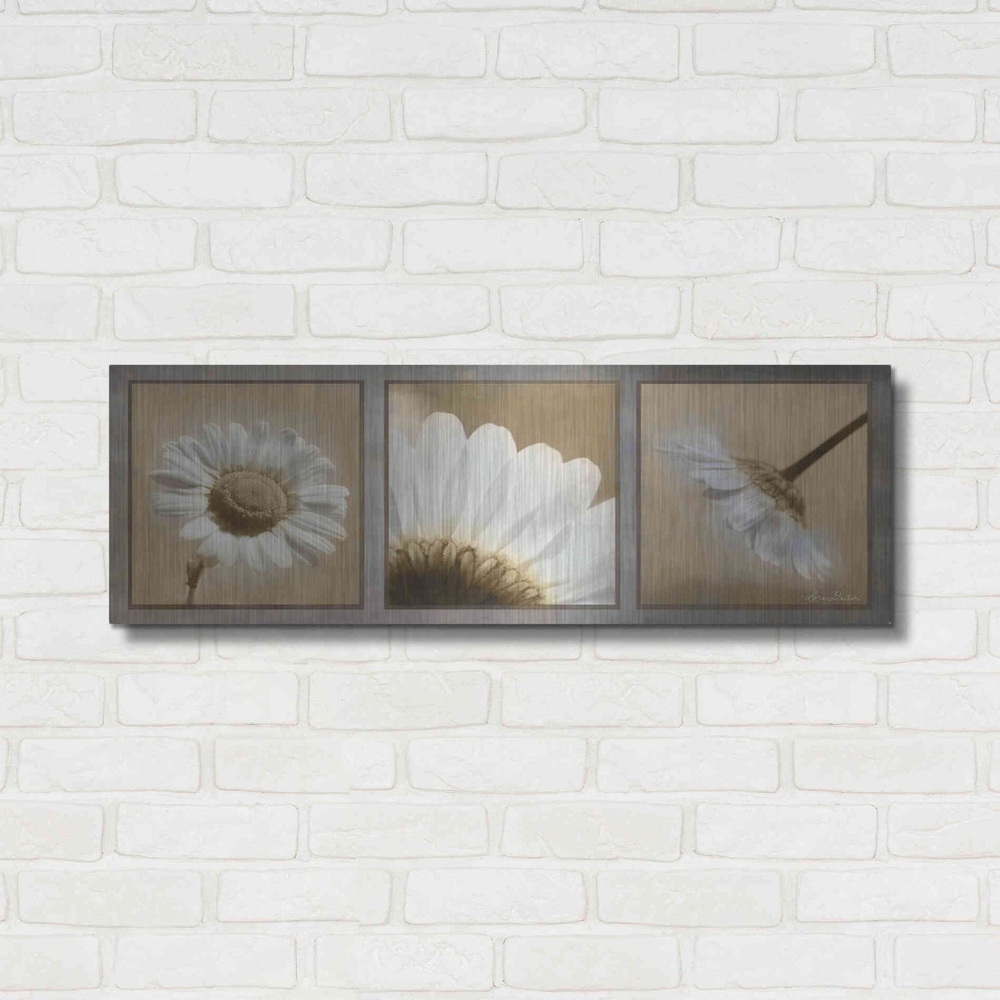 Luxe Metal Art 'Daisy Trio' by Lori Deiter, Metal Wall Art,36x12