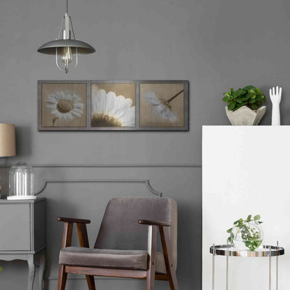 Luxe Metal Art 'Daisy Trio' by Lori Deiter, Metal Wall Art,36x12