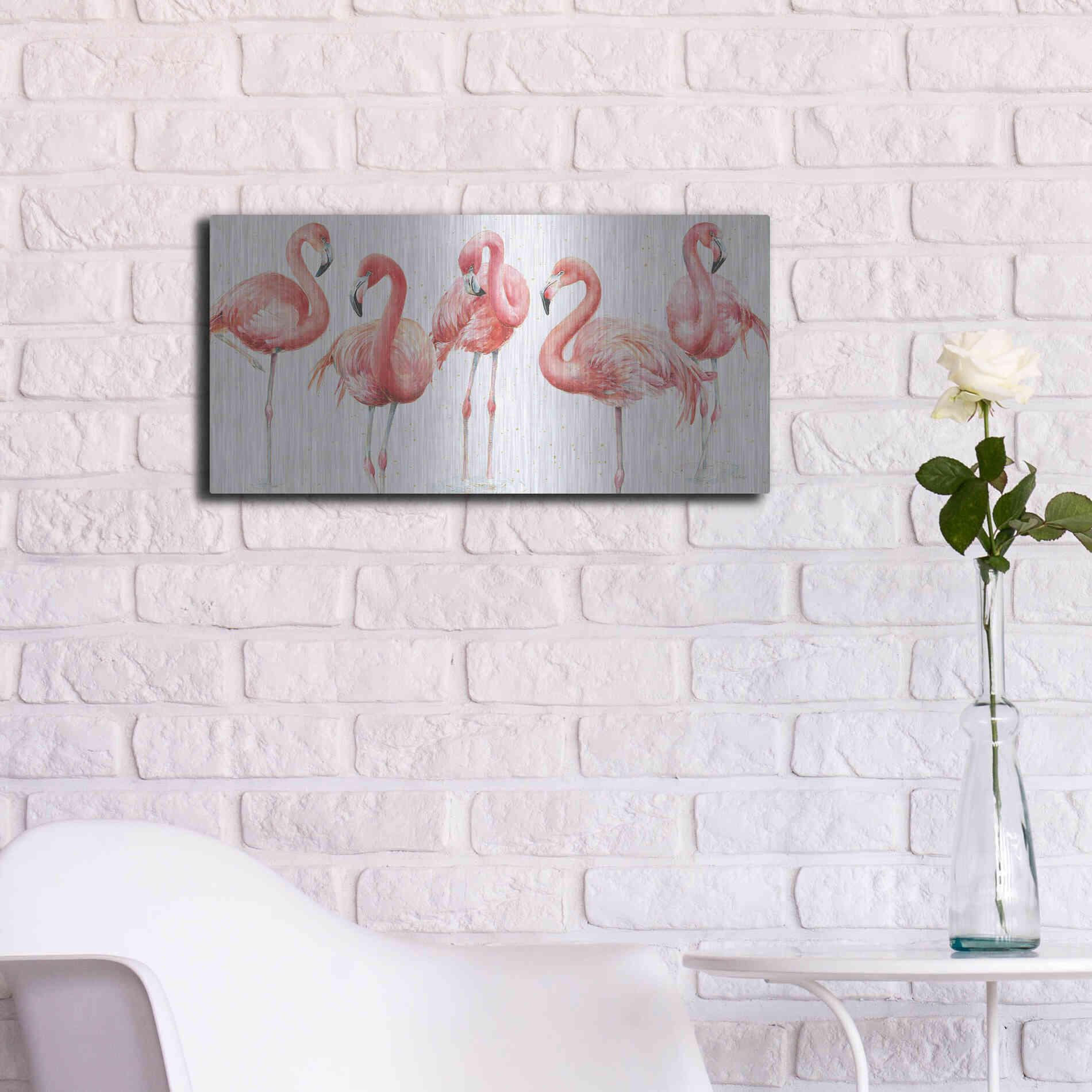 Luxe Metal Art 'Gracefully Pink VIII' by Lisa Audit, Metal Wall Art,24x12