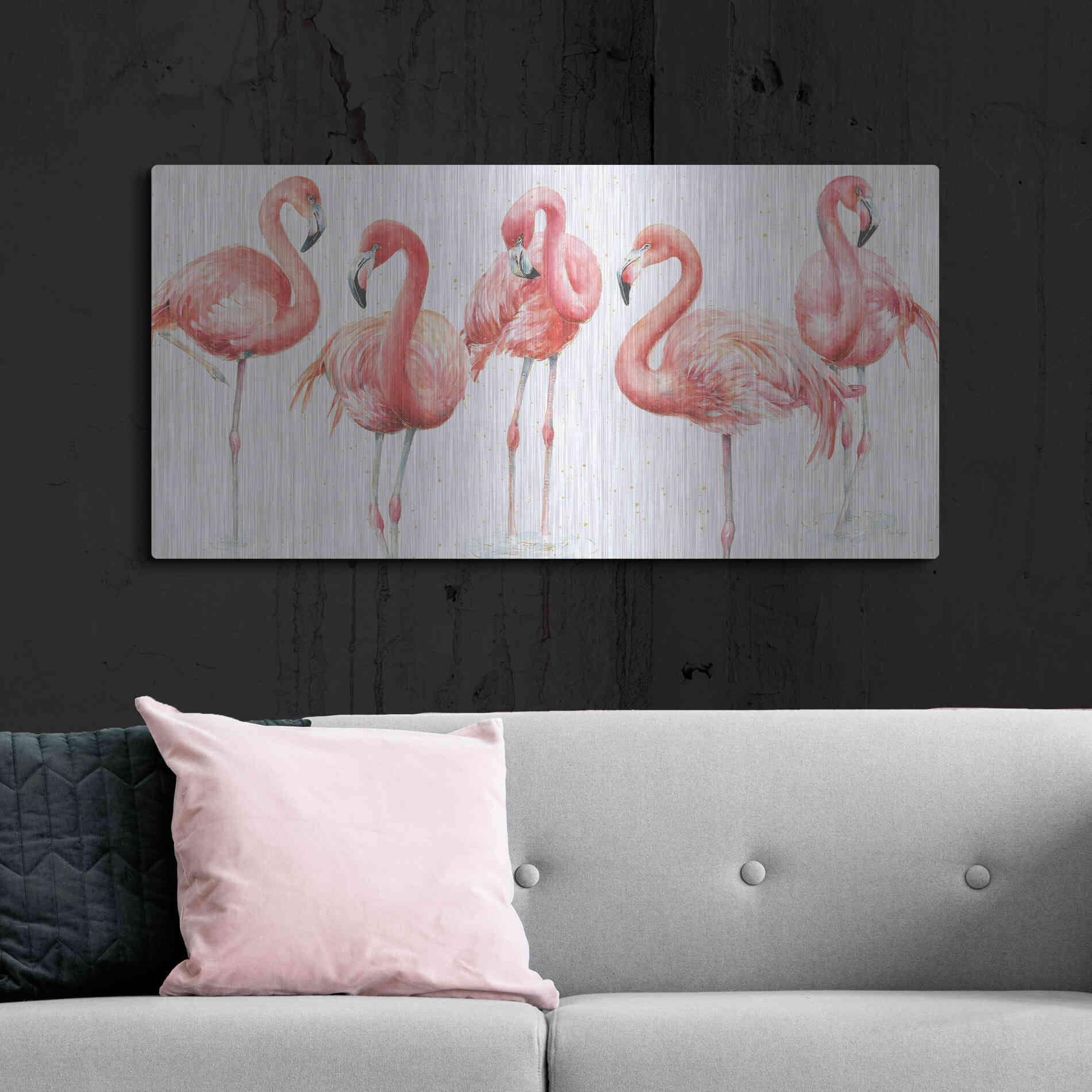 Luxe Metal Art 'Gracefully Pink VIII' by Lisa Audit, Metal Wall Art,48x24