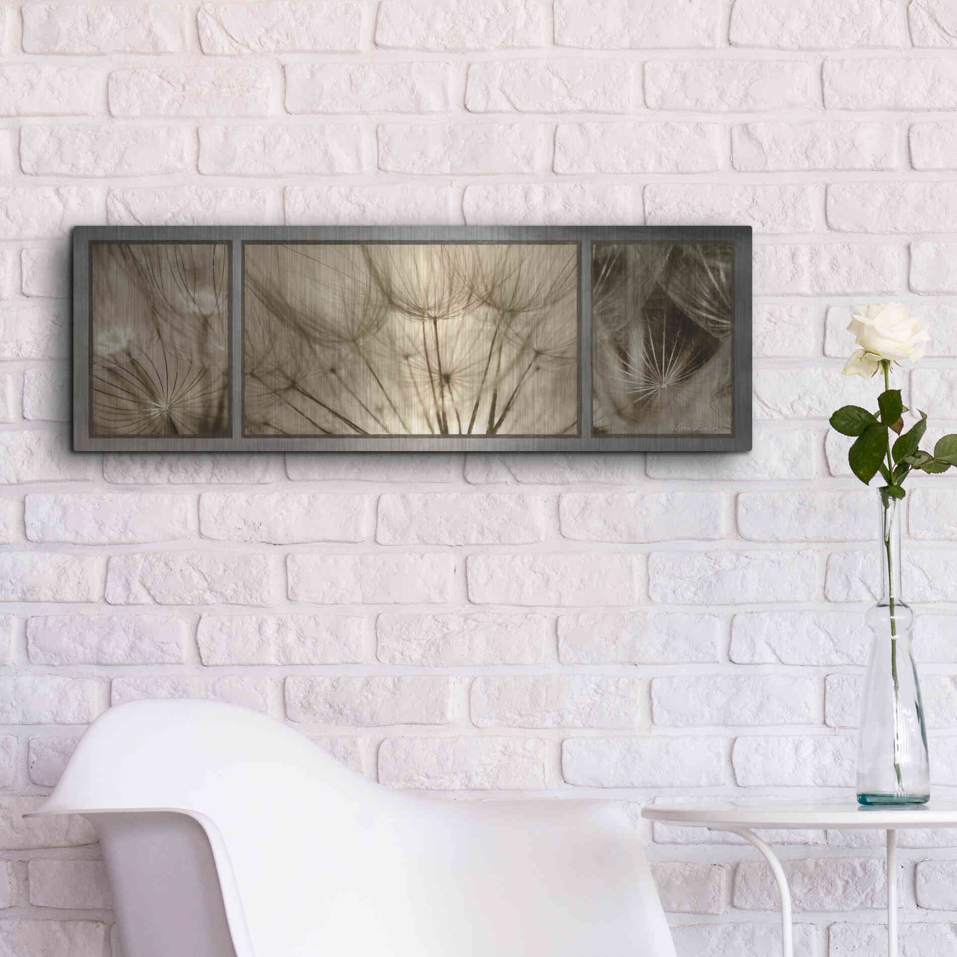 Luxe Metal Art 'Goatsbeard Trio' by Lori Deiter, Metal Wall Art,36x12