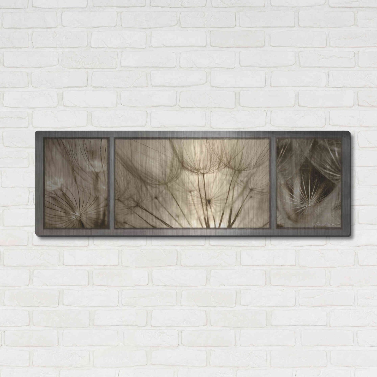 Luxe Metal Art 'Goatsbeard Trio' by Lori Deiter, Metal Wall Art,48x16