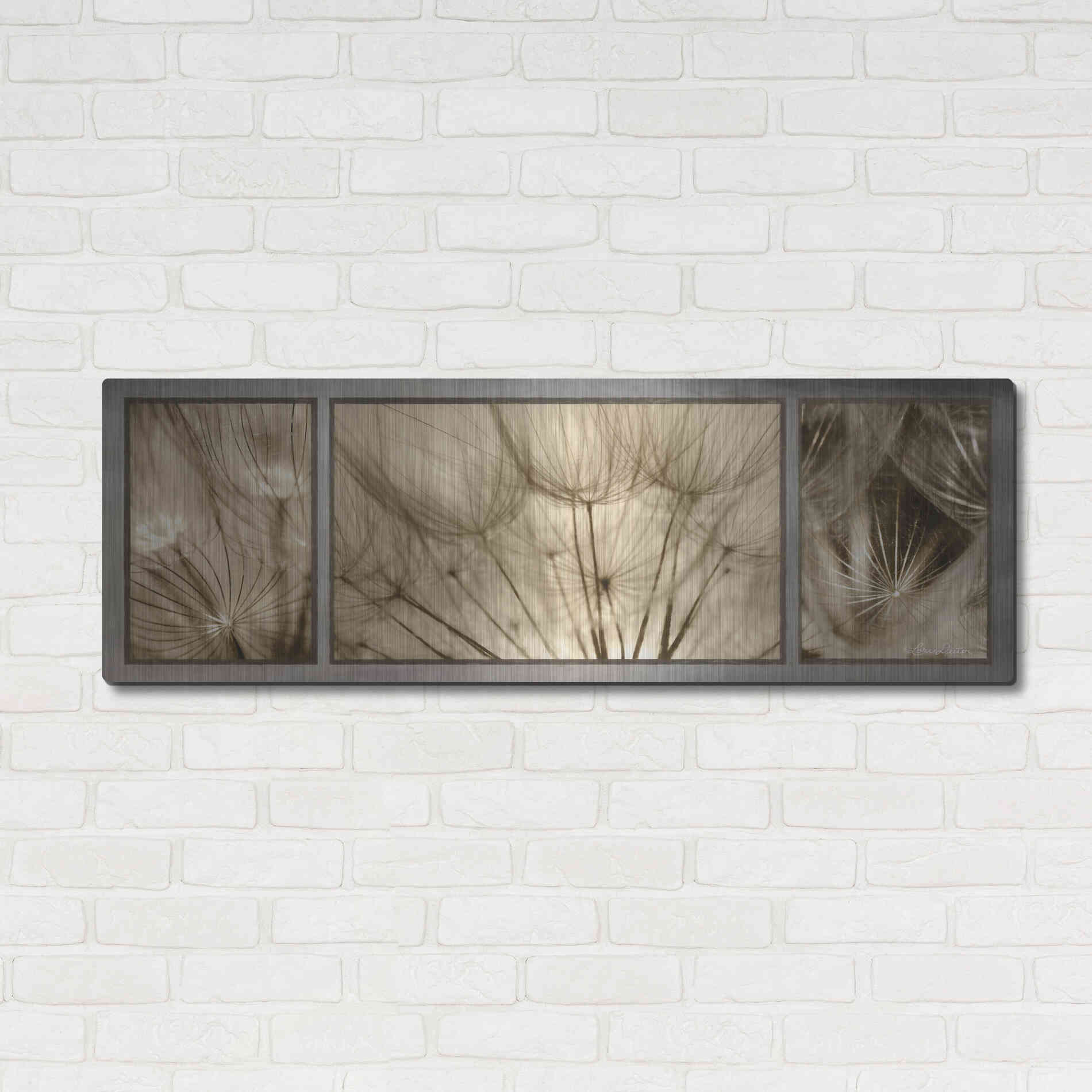 Luxe Metal Art 'Goatsbeard Trio' by Lori Deiter, Metal Wall Art,48x16