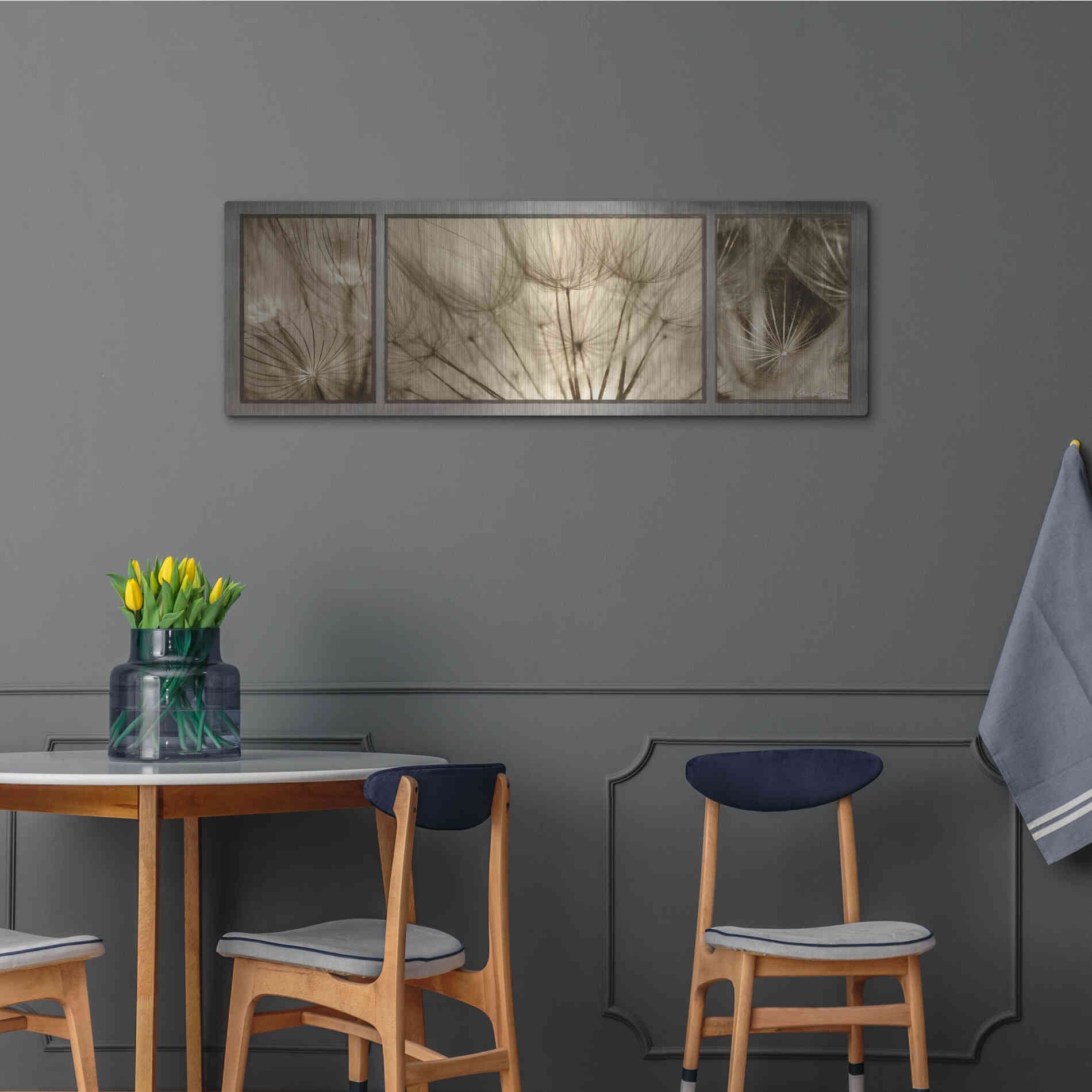 Luxe Metal Art 'Goatsbeard Trio' by Lori Deiter, Metal Wall Art,48x16