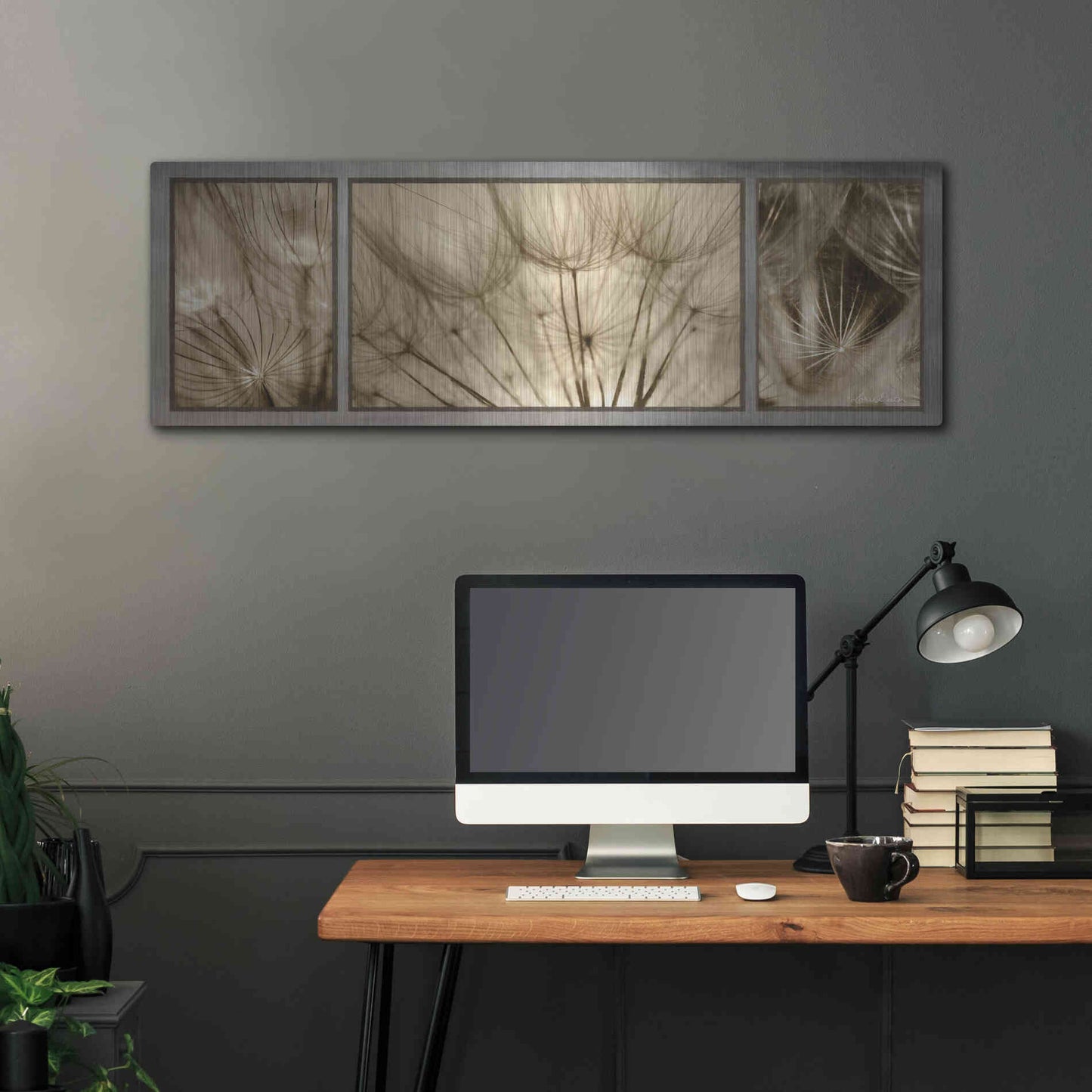 Luxe Metal Art 'Goatsbeard Trio' by Lori Deiter, Metal Wall Art,48x16