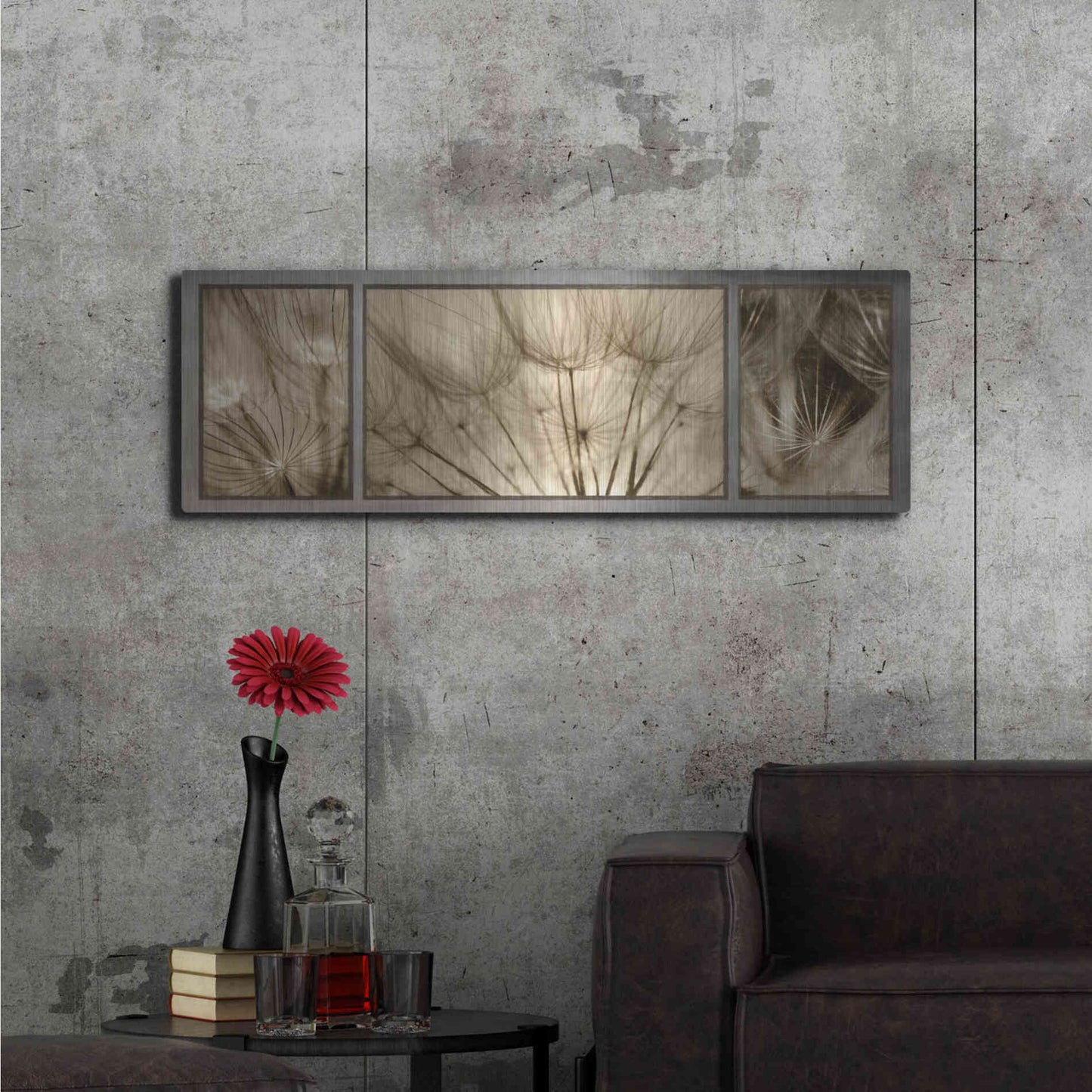 Luxe Metal Art 'Goatsbeard Trio' by Lori Deiter, Metal Wall Art,48x16