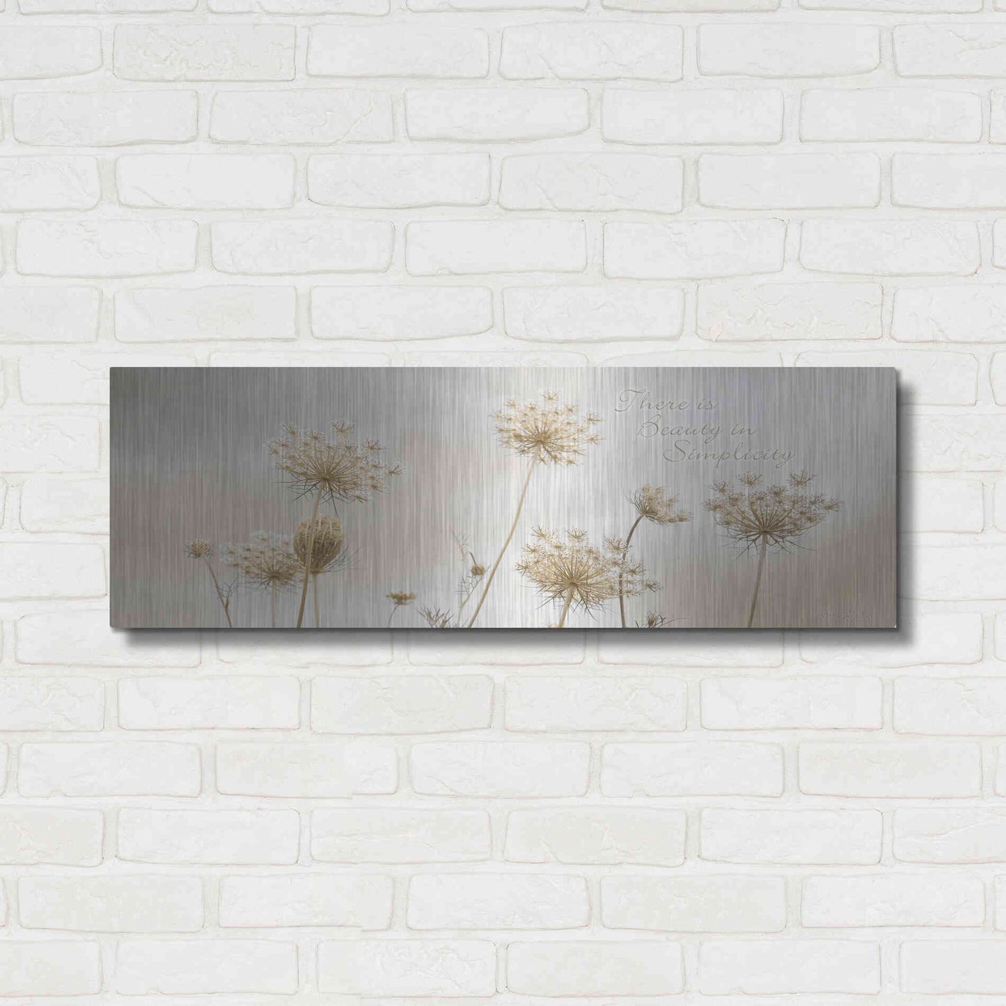 Luxe Metal Art 'There is Beauty in Simplicity' by Lori Deiter, Metal Wall Art,36x12