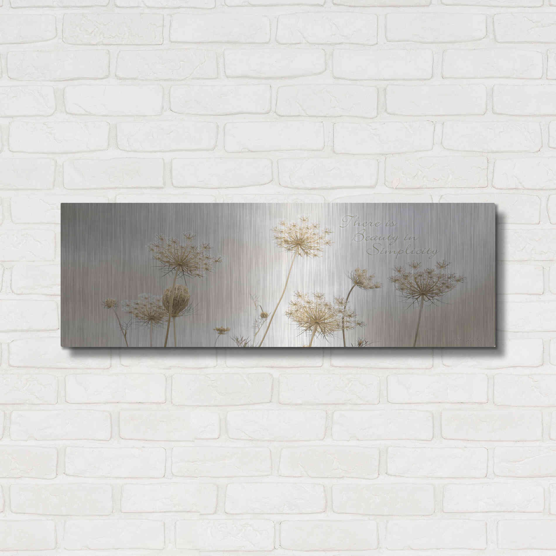 Luxe Metal Art 'There is Beauty in Simplicity' by Lori Deiter, Metal Wall Art,36x12