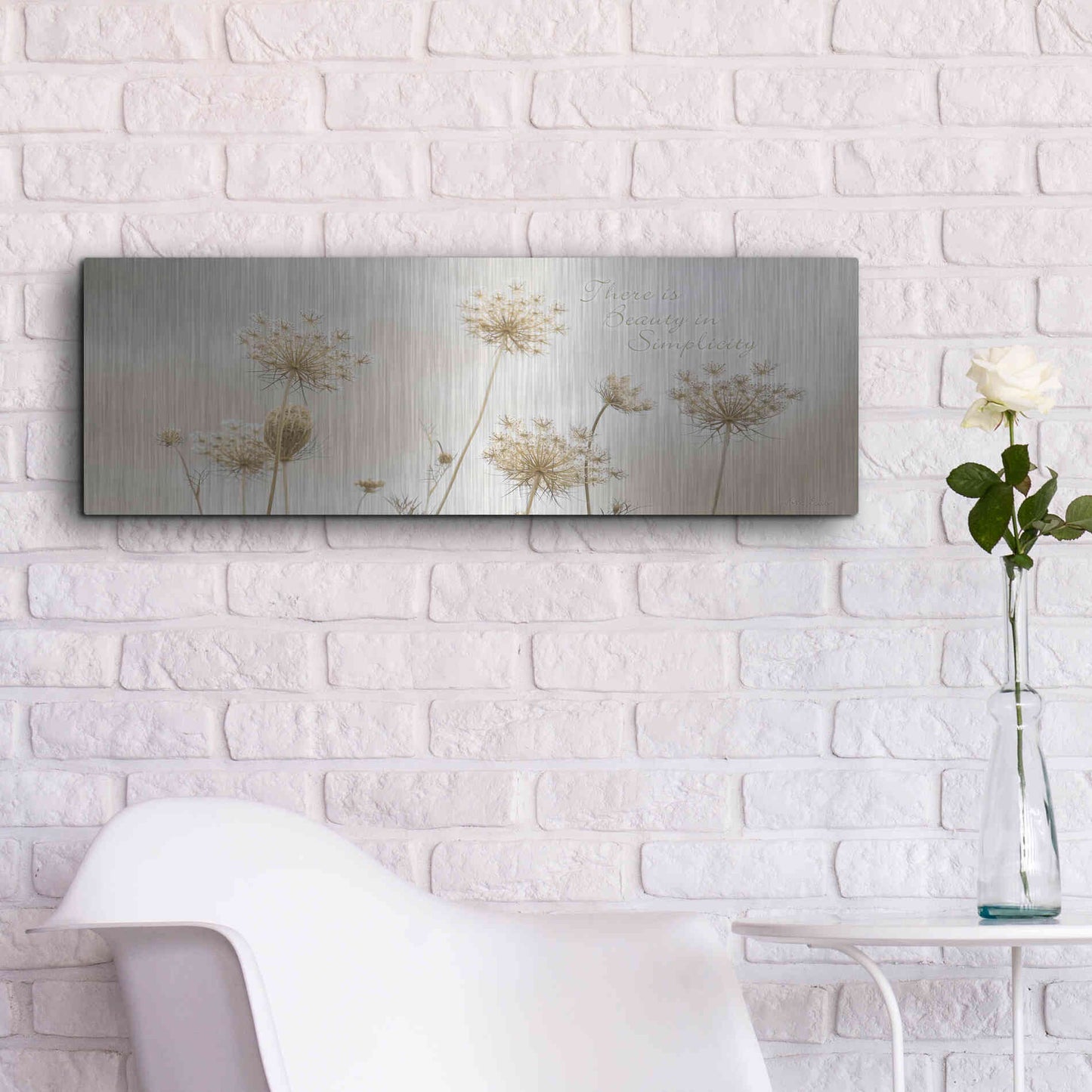 Luxe Metal Art 'There is Beauty in Simplicity' by Lori Deiter, Metal Wall Art,36x12