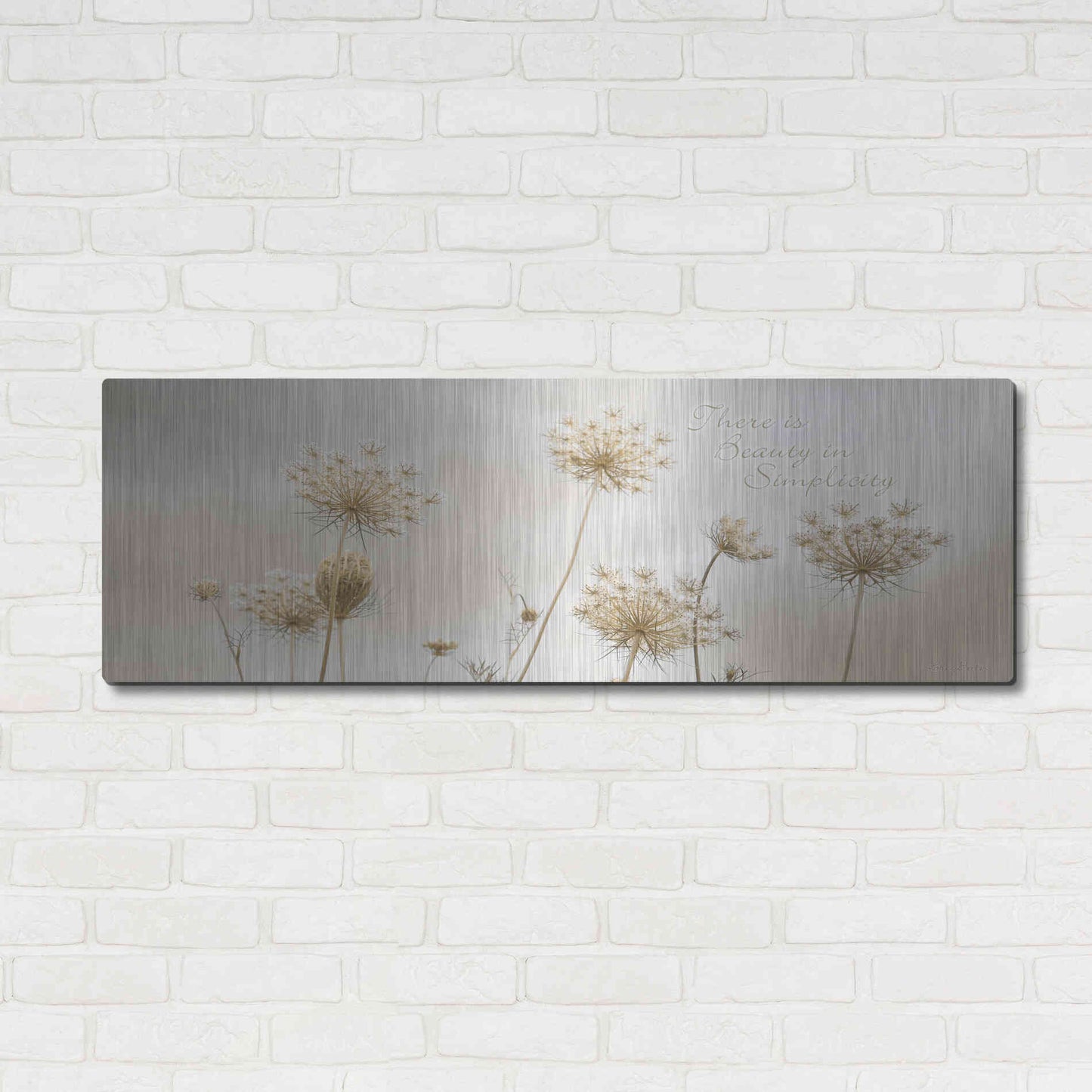 Luxe Metal Art 'There is Beauty in Simplicity' by Lori Deiter, Metal Wall Art,48x16